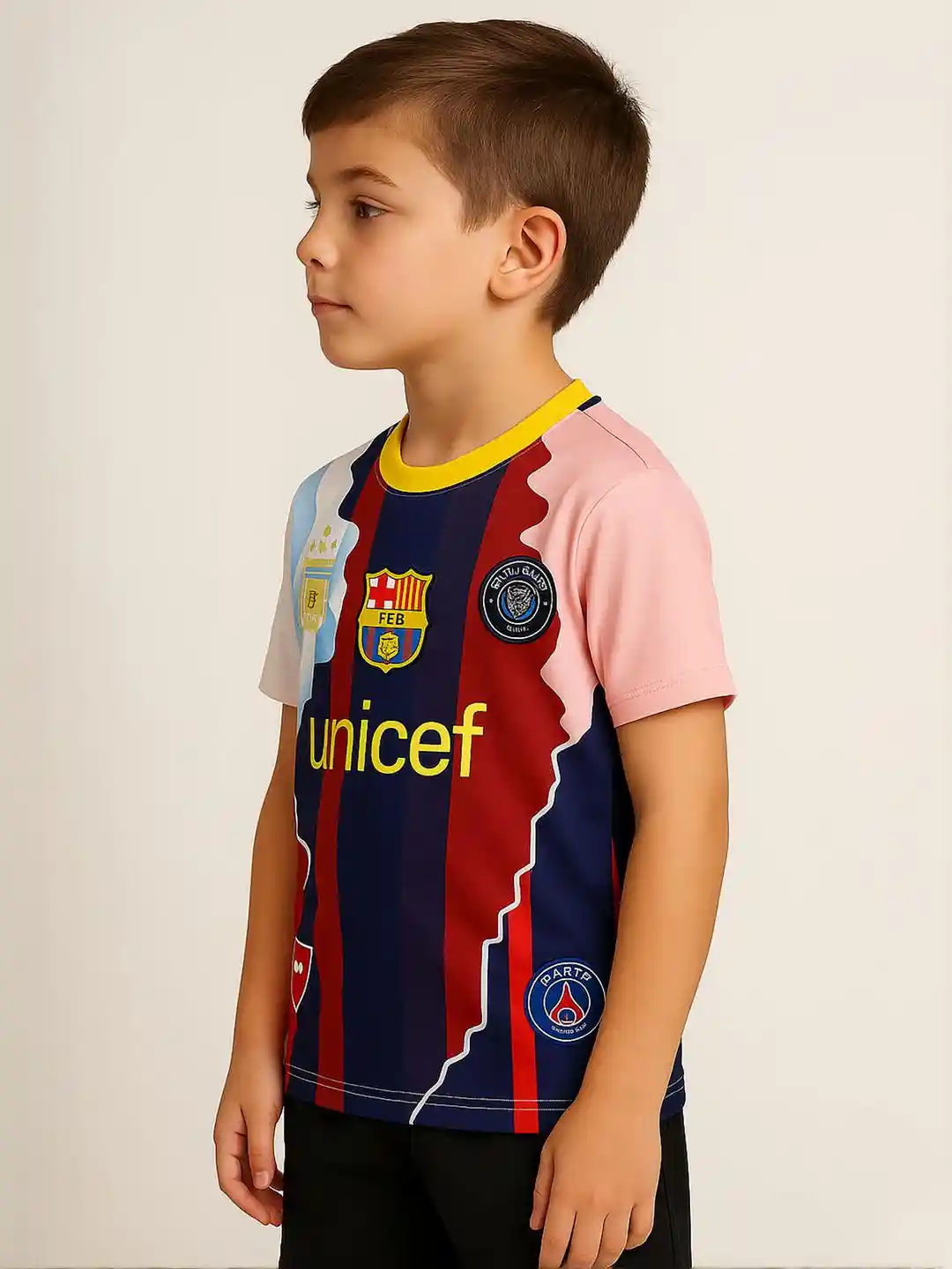 dostitch Boys Cristiano Ronaldo All Club Mix Special Edition Football  Jersey with Shorts