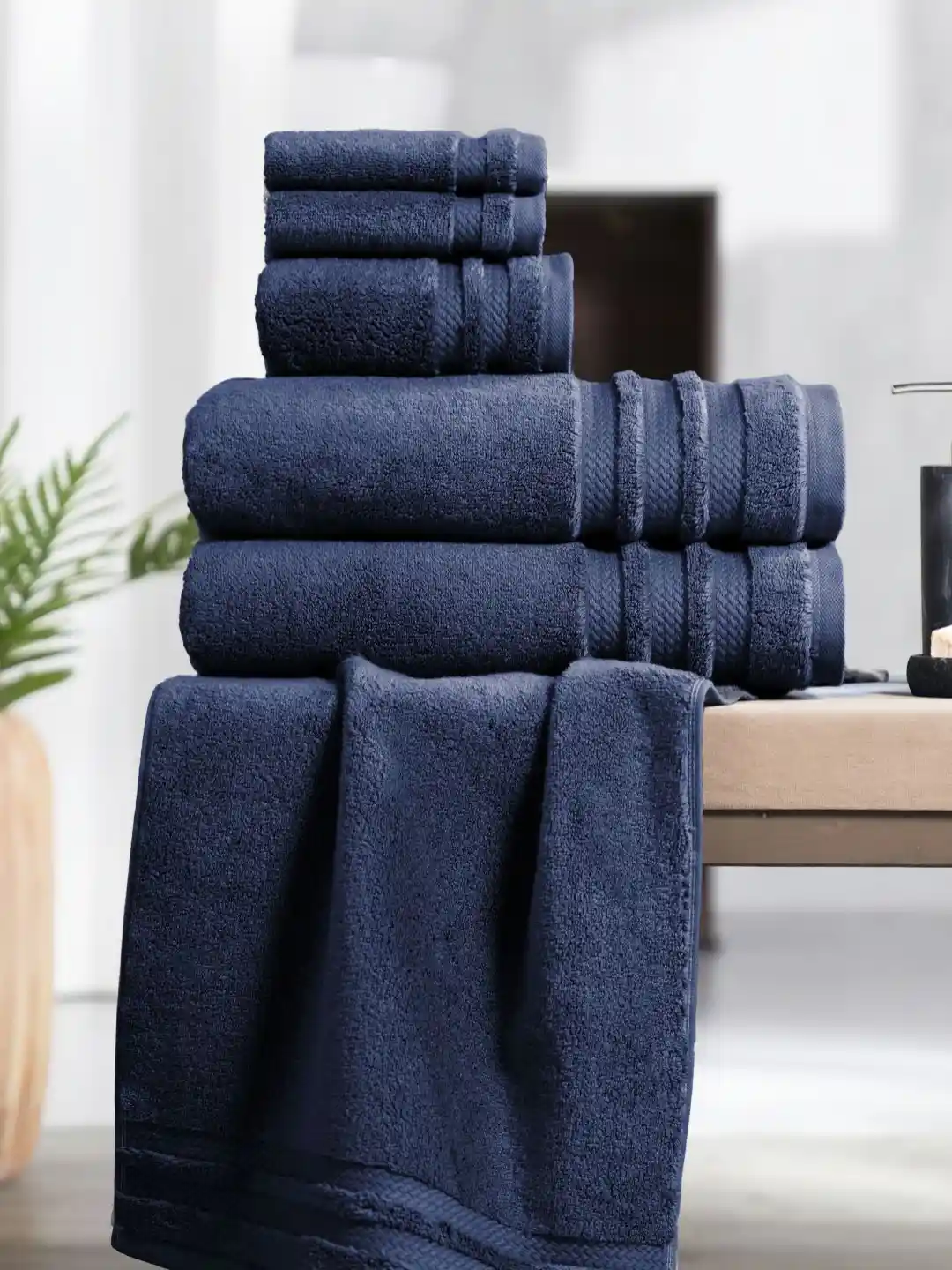 Buy MYTRIDENT Navy Blue Cotton 600 GSM Towel Set Towel Set for