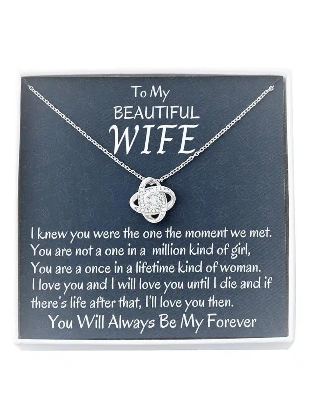 Silver Gift Wife Necklace, Gift For Her, Anniversary Necklace Gift  Necklace, Birthday Gift, Love Kn