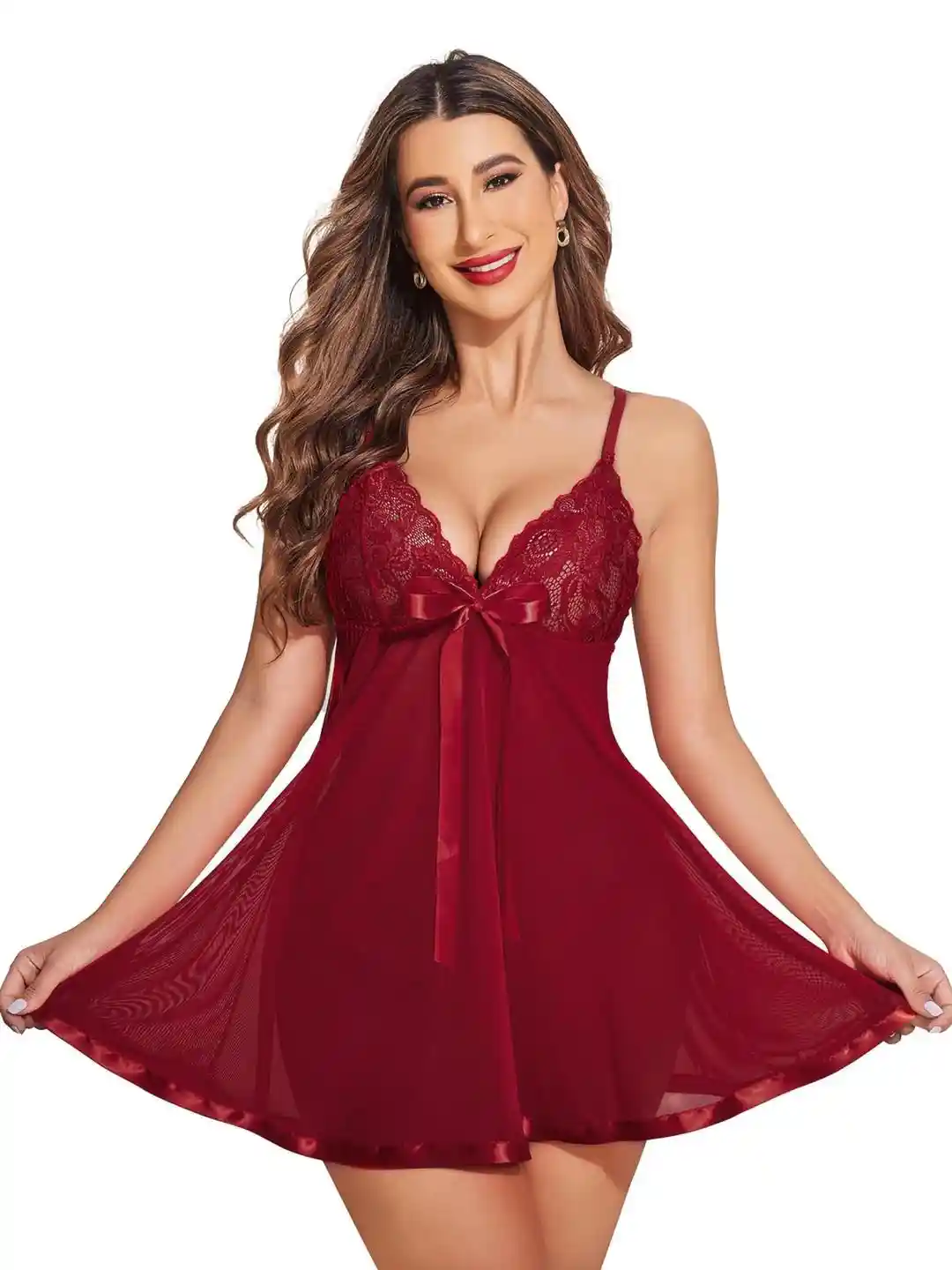 Buy Women Black,Orange,Maroon Net Lace Baby Doll Hot Nighties