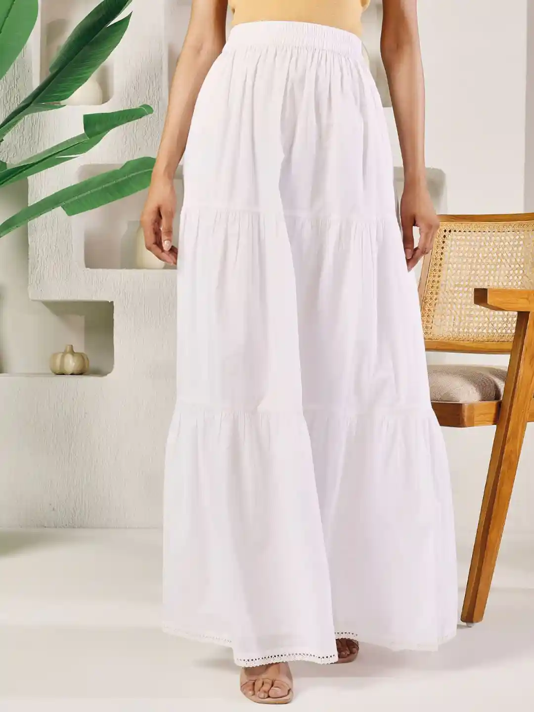 Buy FIORRA Cotton Tiered Maxi Skirt Skirts for Women 35459987