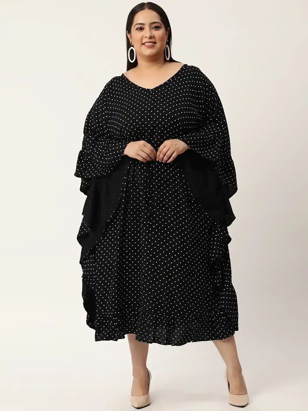 Buy theRebelinme Women Polka Dot Printed Kaftan Midi Dress