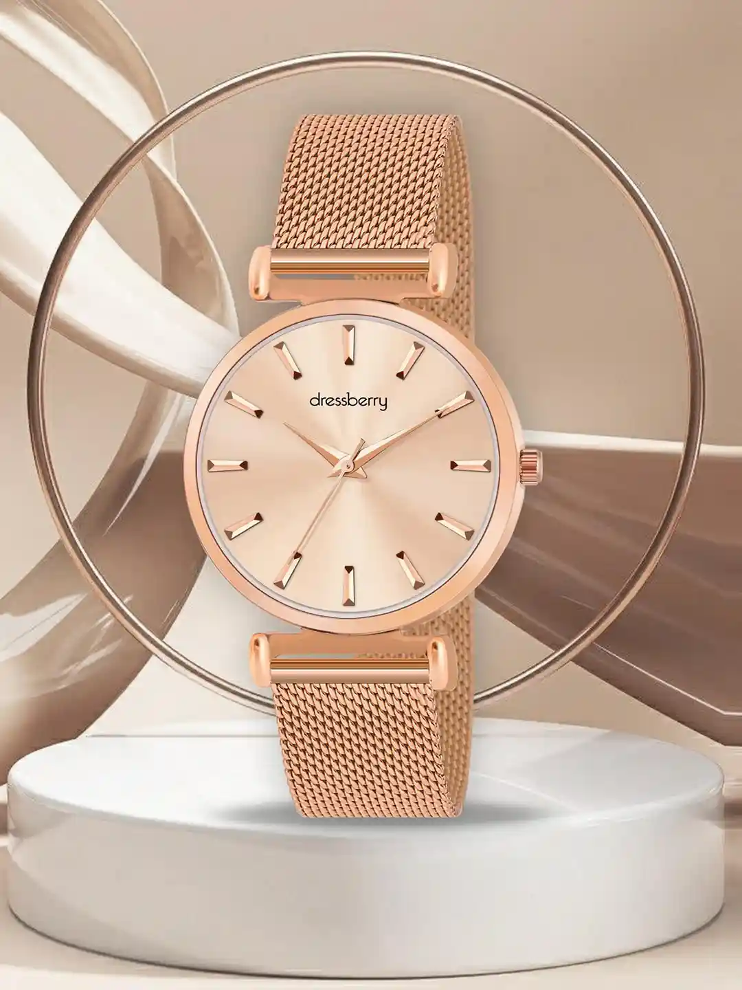 DressBerry Women Patterned Dial Stainless Steel Straps Analogue Watch  DB-LR003-ROSE GOLD