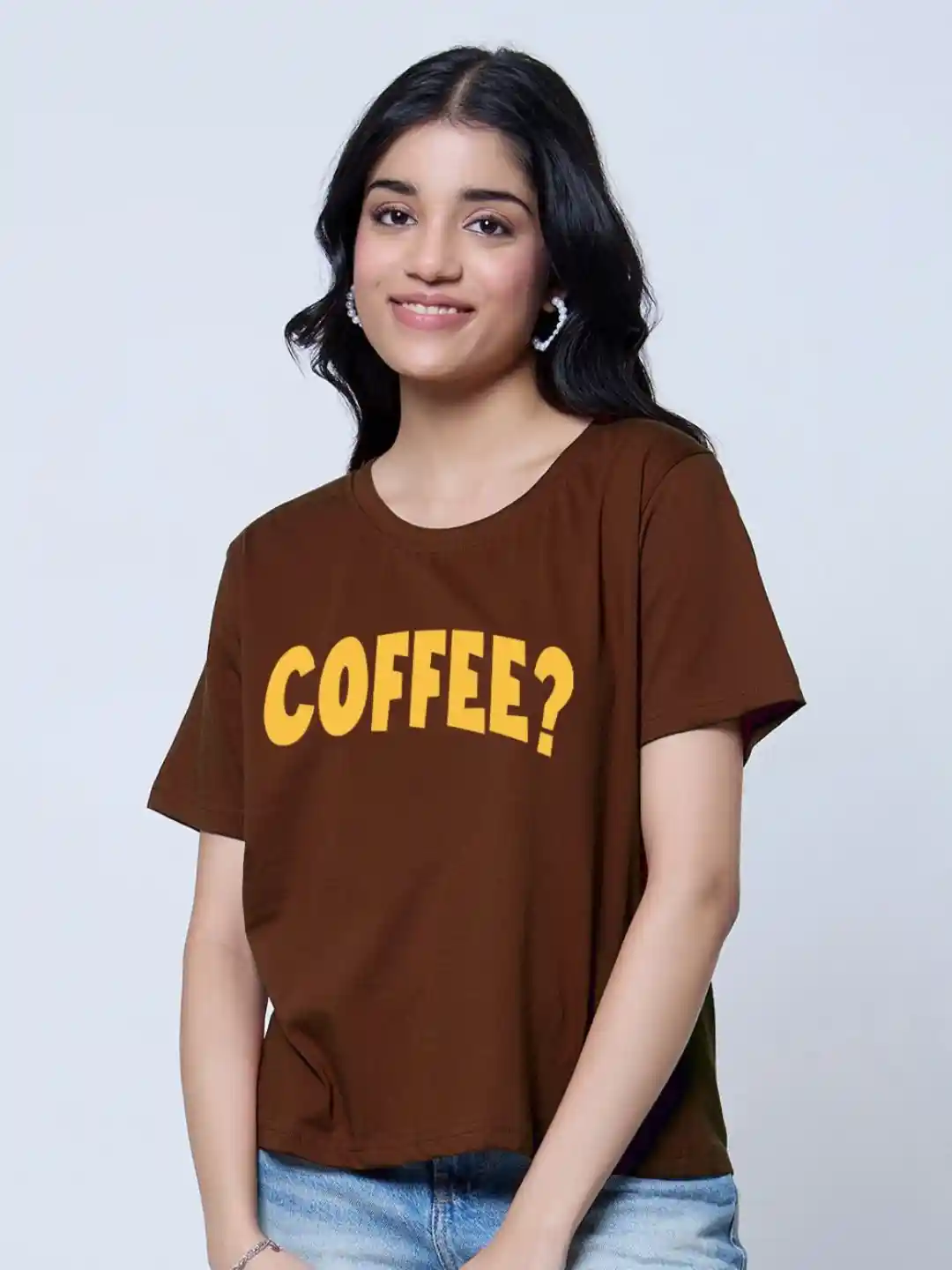 Buy LoveDky Typography Printed Round Neck Boxy Pure Cotton Crop T