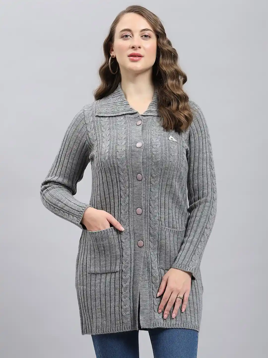 Monte Carlo Cardigan With Collar Womens Buy Women Brown Solid H