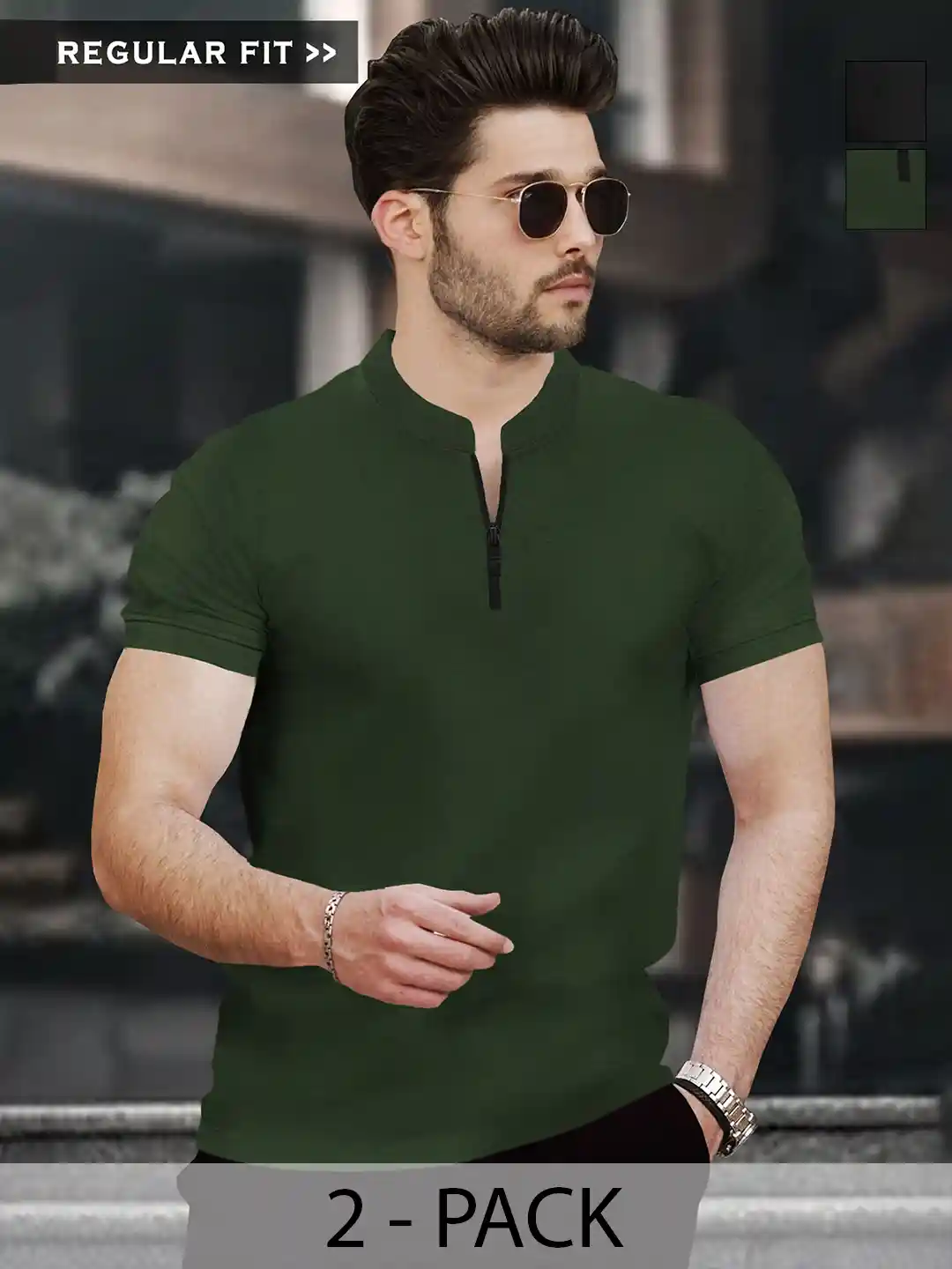 Buy TRIPR Pack Of Mandarin Collar Long Sleeves T-Shirts