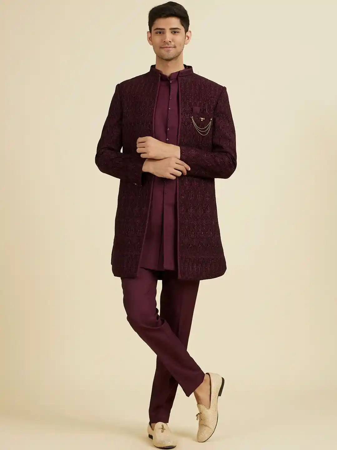 Buy Manyavar Embroidered Indo Western Sherwani Set Sherwani for