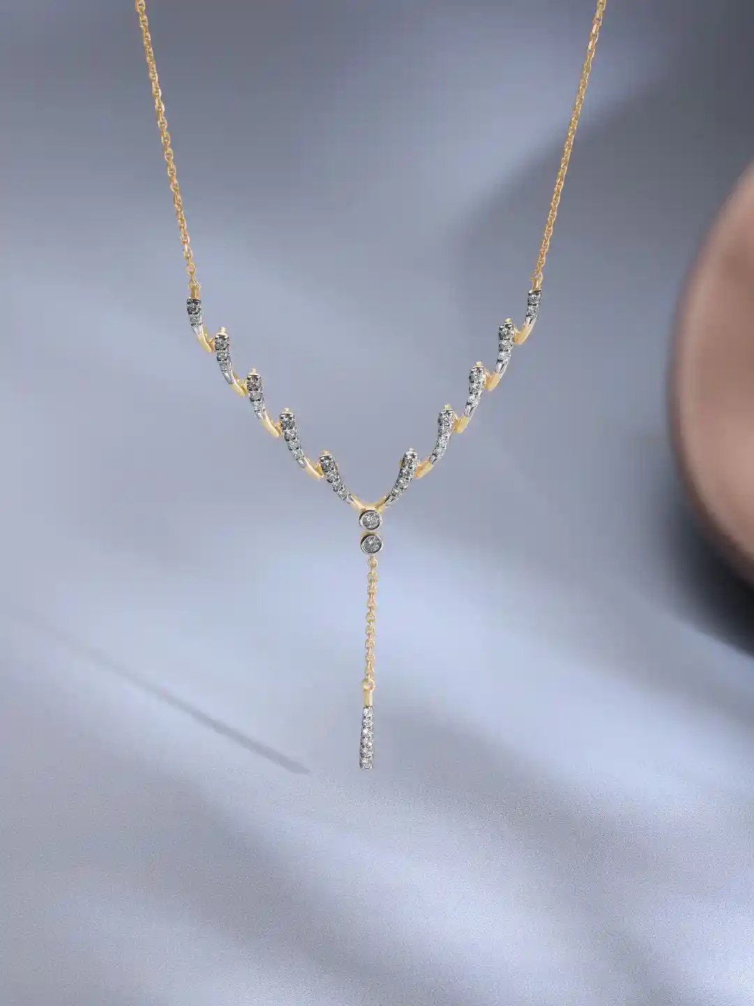 Buy Mia by Tanishq 14KT Yellow Gold and Diamond Curvy Spark Drop - Main Image