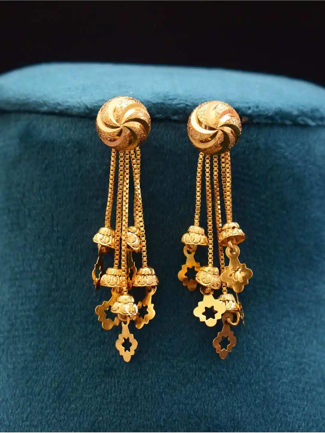 Buy Anshenterpris Gold Plated Tasselled Circular Drop Earrings