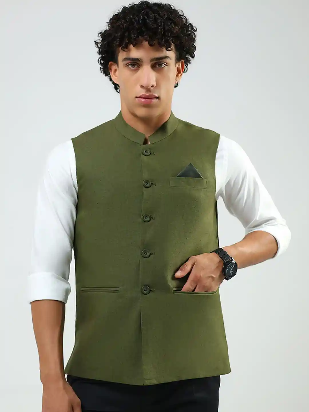 Buy Monte Carlo Linen Mandarin Collar Nehru Jacket Nehru Jackets