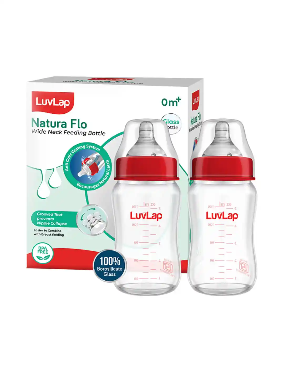 Buy LuvLap 2-Pcs Red Wide Neck Feeding Bottle150ml Feeding