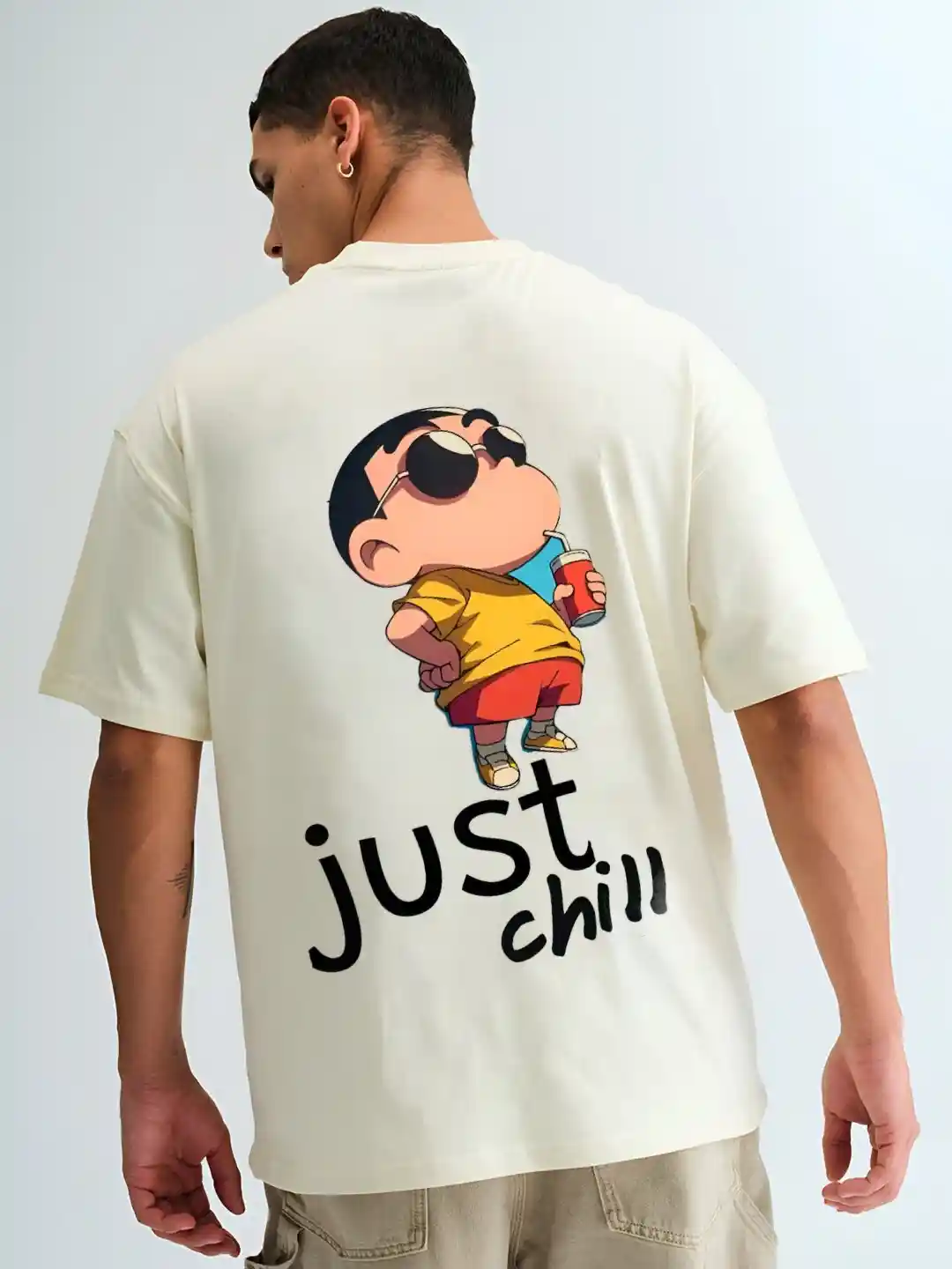 Buy BDSQUARE Just Chill Shin Chan Printed Round Neck Pure Cotton