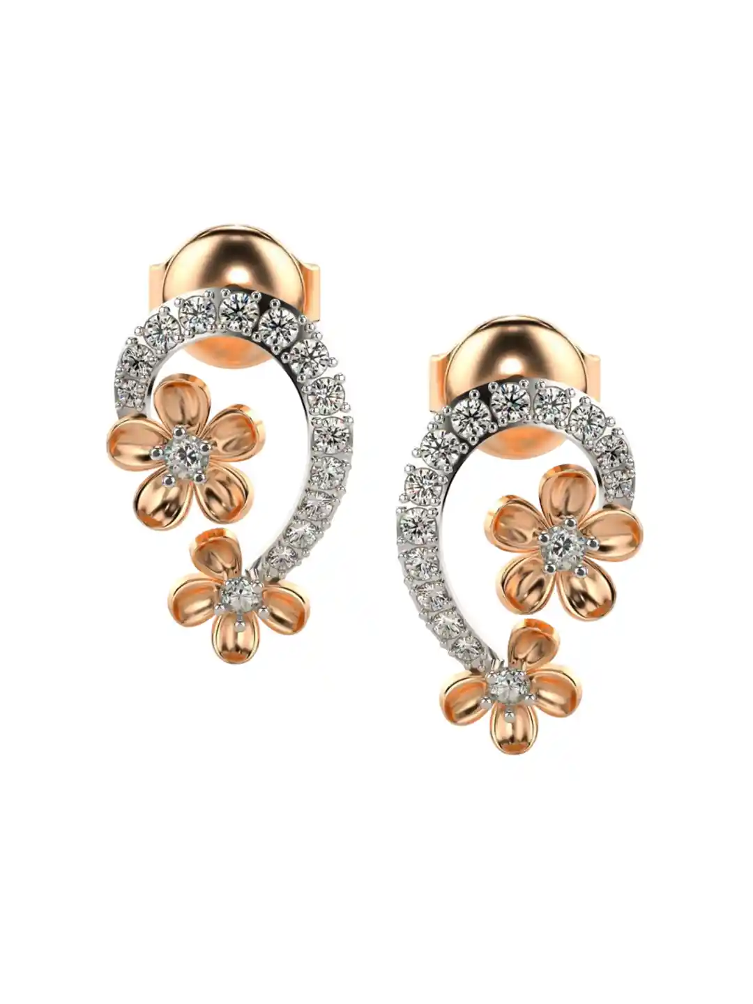Buy VALANOVA Women 14K Rose Gold Earrings Diamond gm