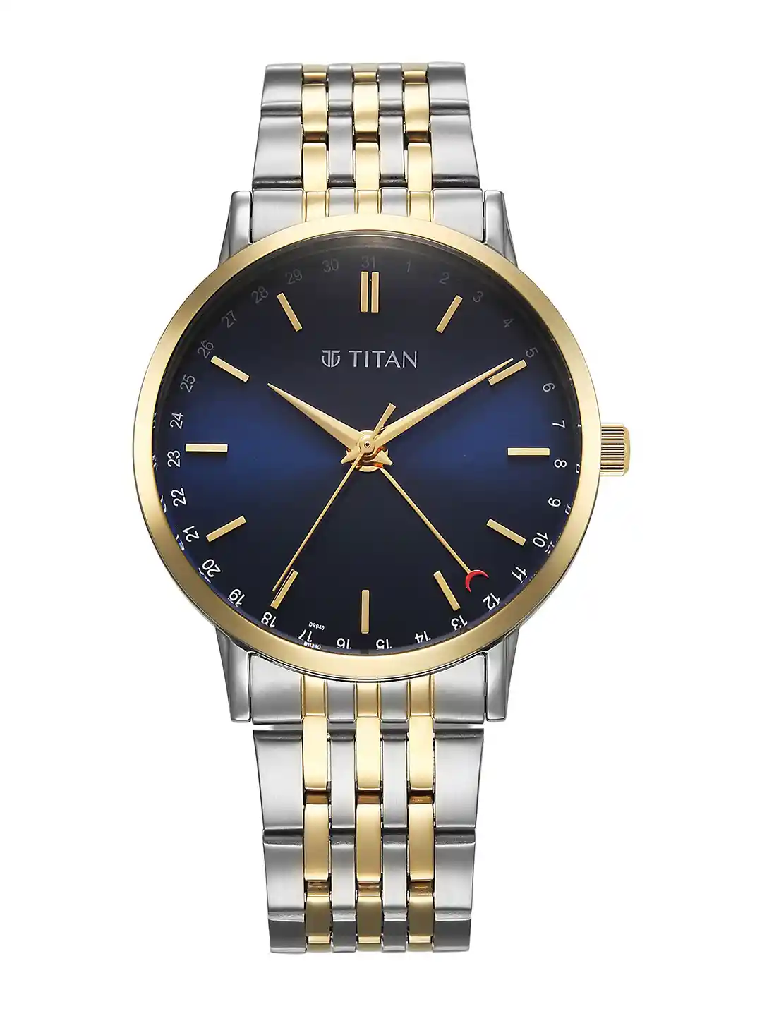 Titan Elegance Quartz Round Dial Stainless Steel Men's Watch 90202BM01