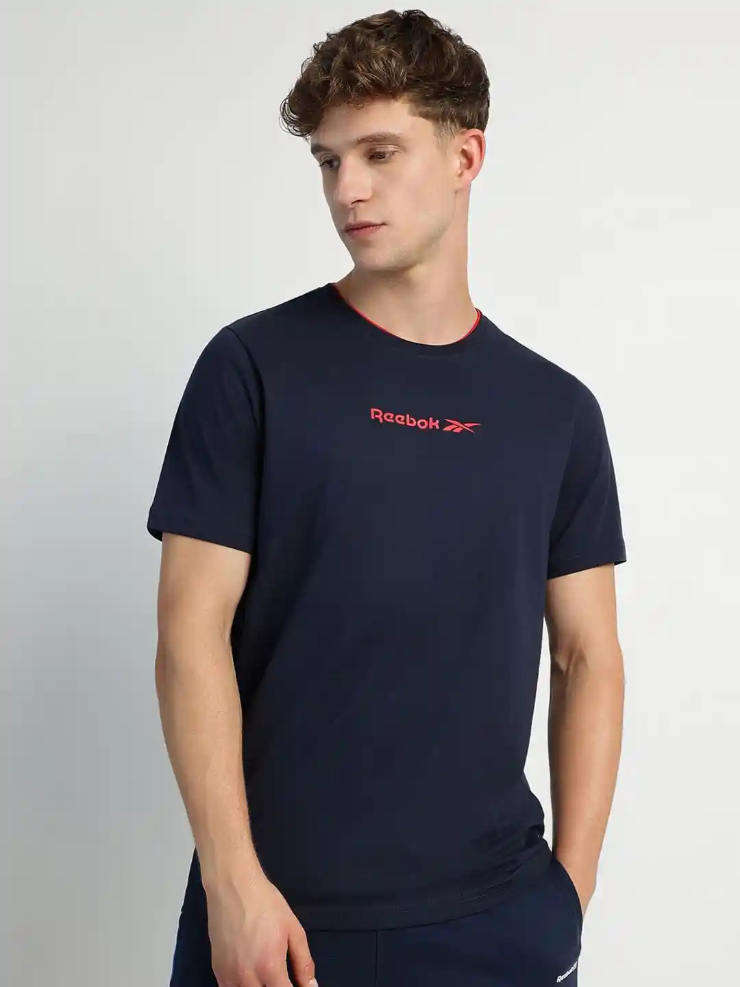 Buy Reebok Men Solid Round Neck Pure Cotton T-shirt Tshirts for