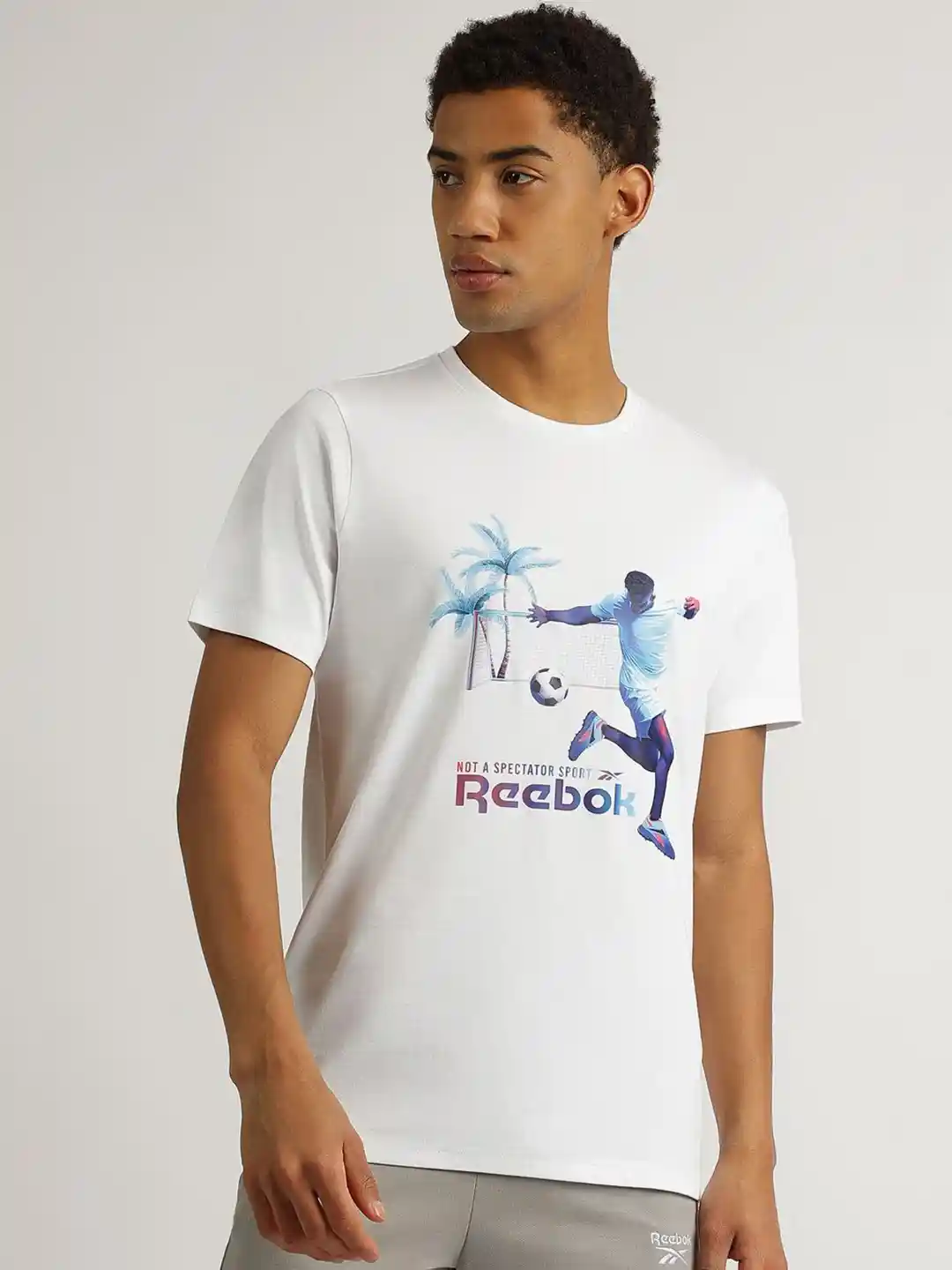 Buy Reebok Men Graphic Printed Round Neck Pure Cotton T-shirt