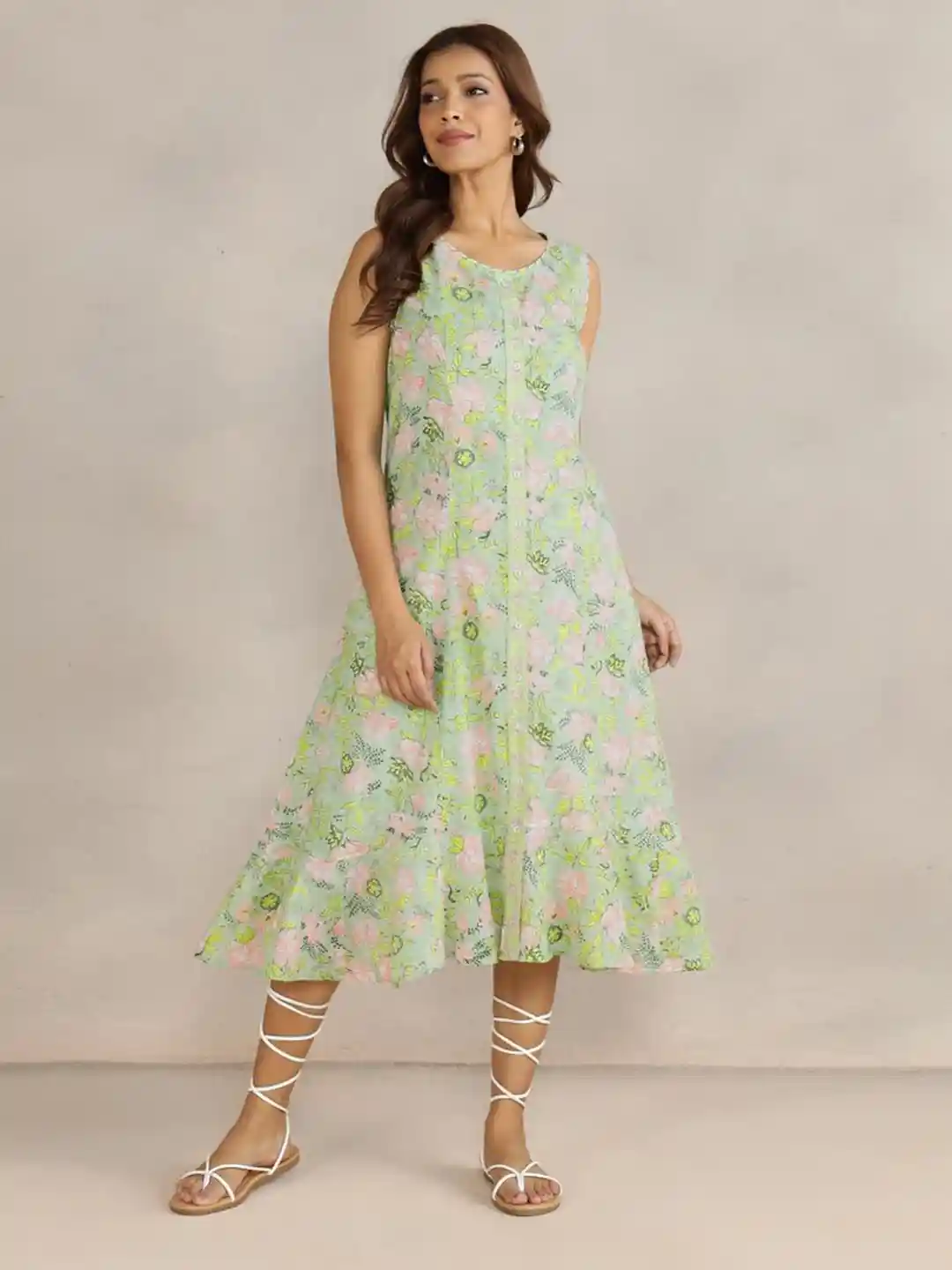 Buy Fabindia Women Floral Printed A-Line Midi Dress Dresses for