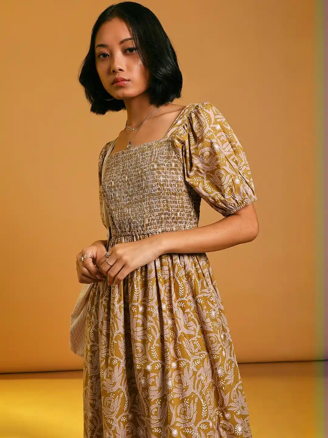 Buy LIMEROAD Yellow Cotton Ethnic Dresses Ethnic Dresses for