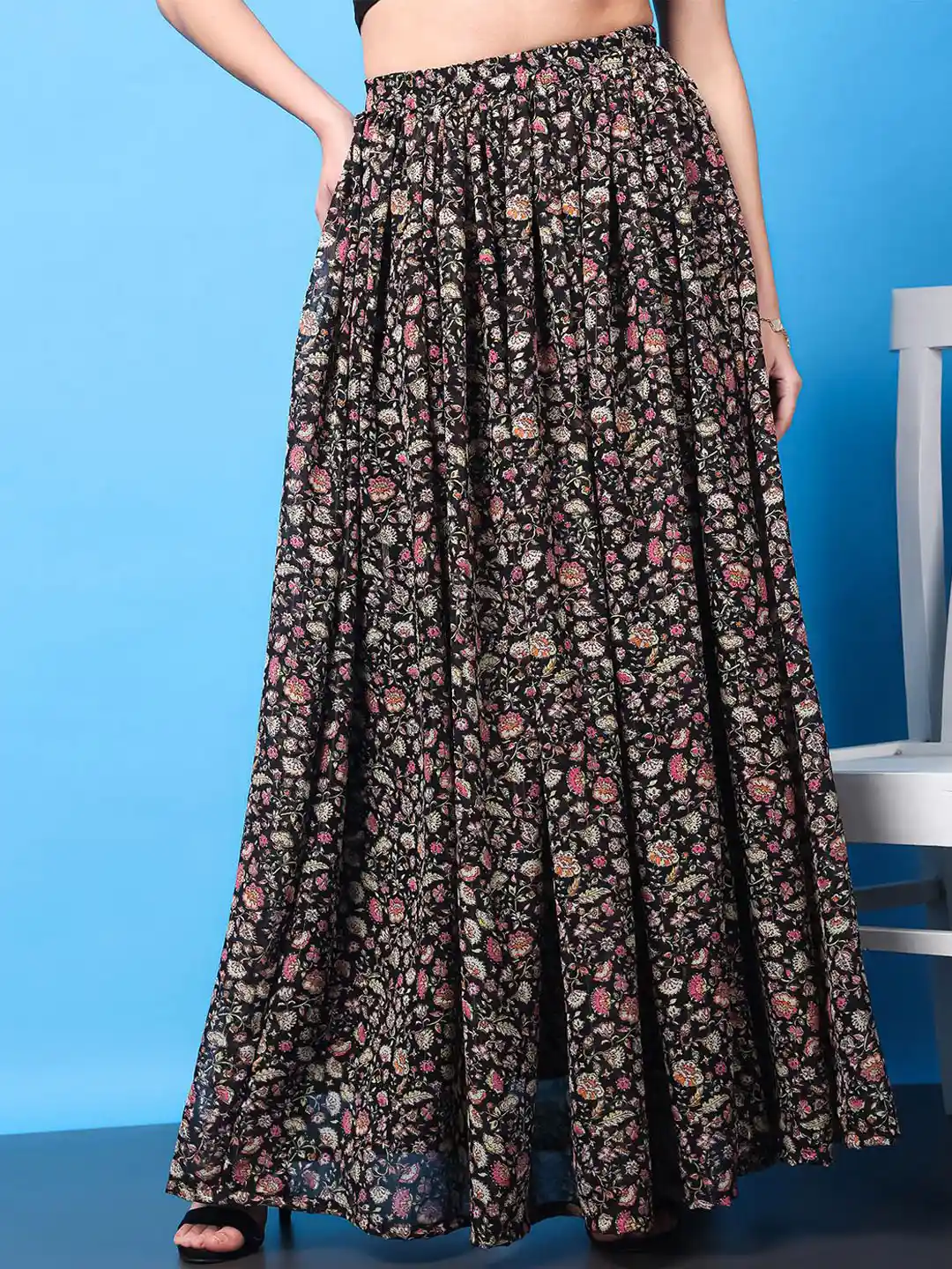 Buy SCORPIUS Floral Printed Flared Maxi Skirt Skirts for Women - Main Image
