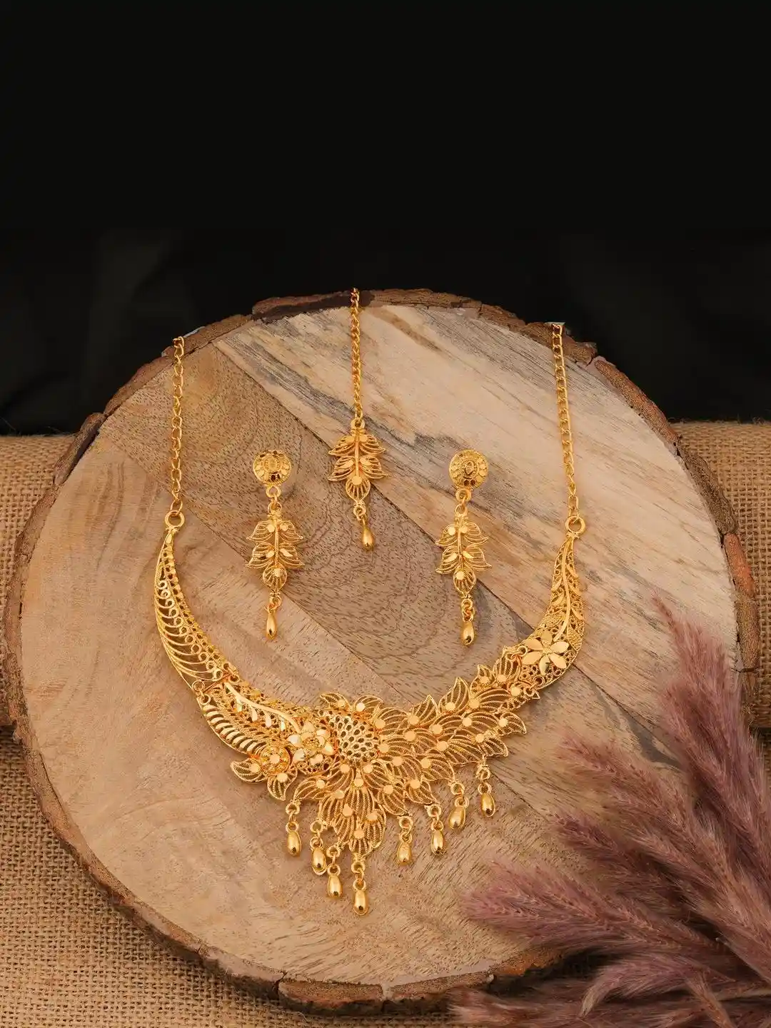 Buy Anouk Gold-Plated Lakshmi Temple Choker Necklace Set with