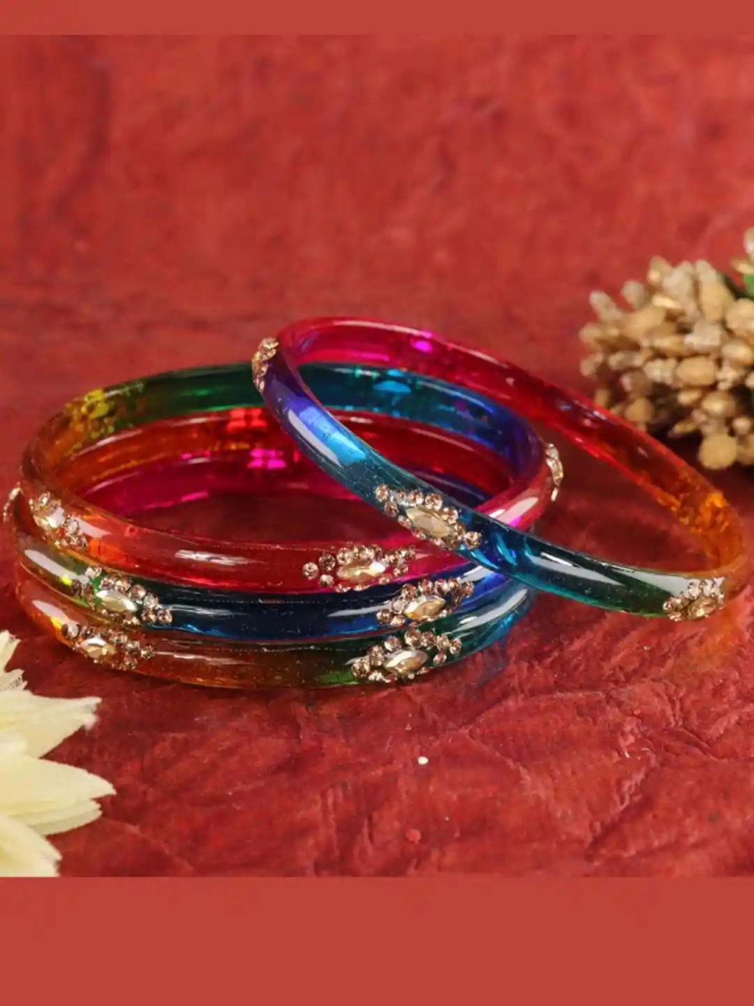 Buy ZULKA Glass Bangles Kada Set For Women Girls With Golden