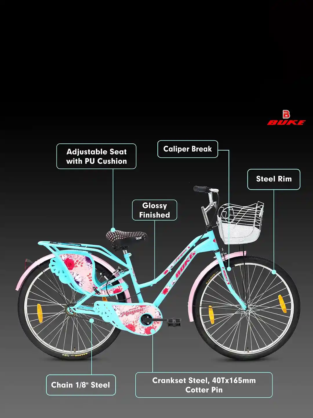 Buy Avon Buke Magna 26T Cycle With Carrier And Front Basket Side