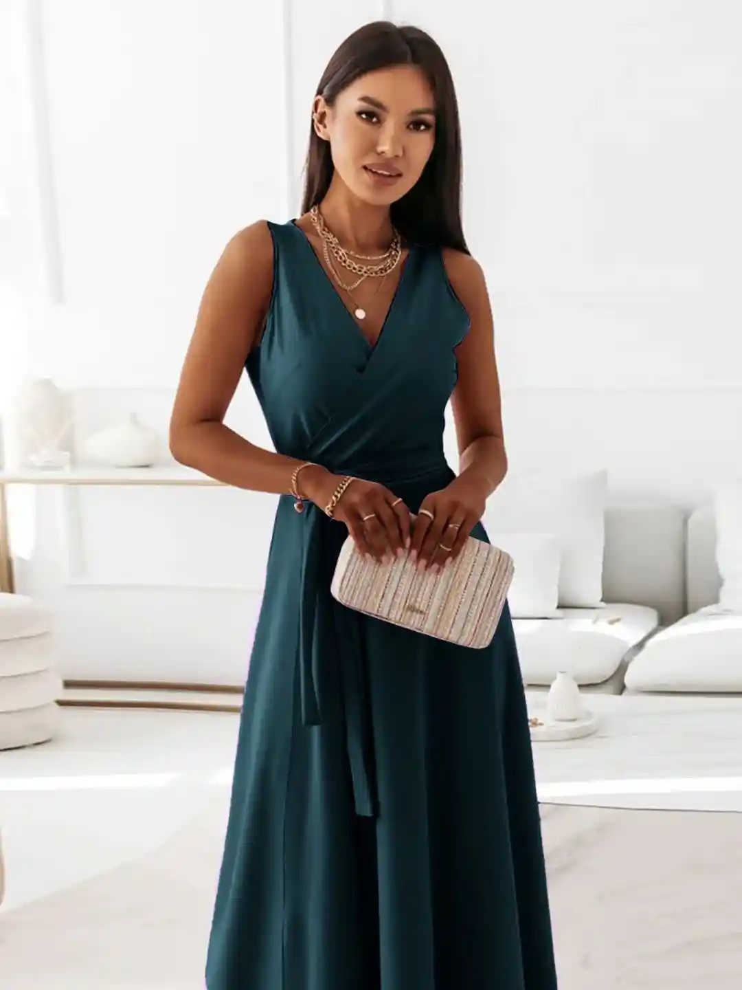 KPOP Women Tie-Ups Wrap Maxi Dress