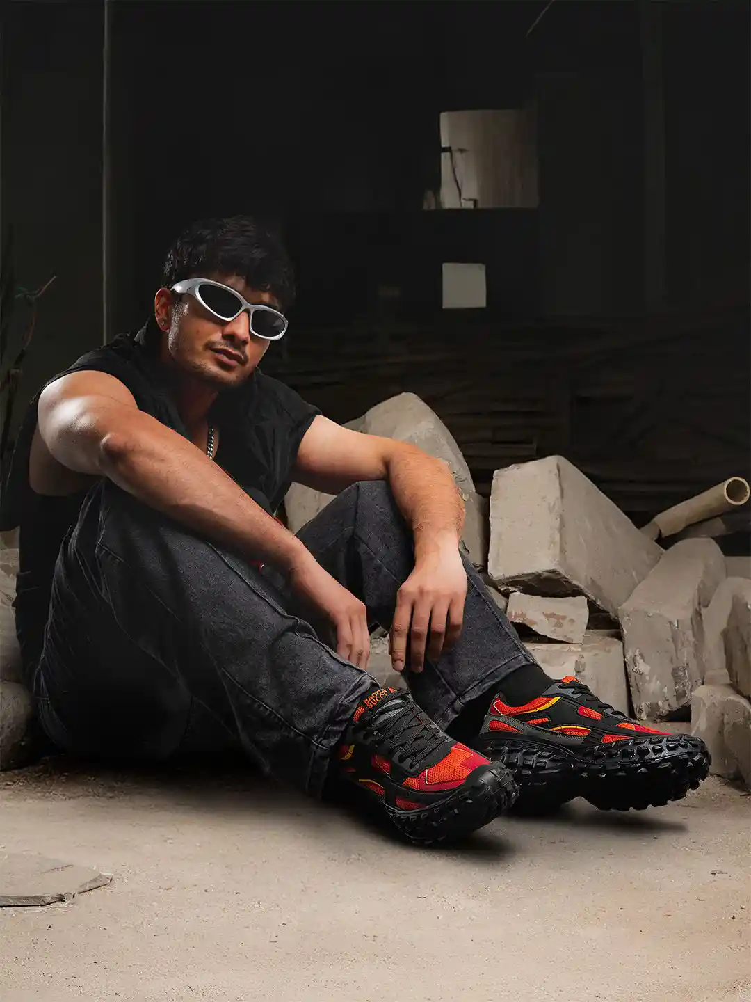 bacca bucci Men COLOSSUS All-Terrain Chunky Sneakers Molten Blaze UK