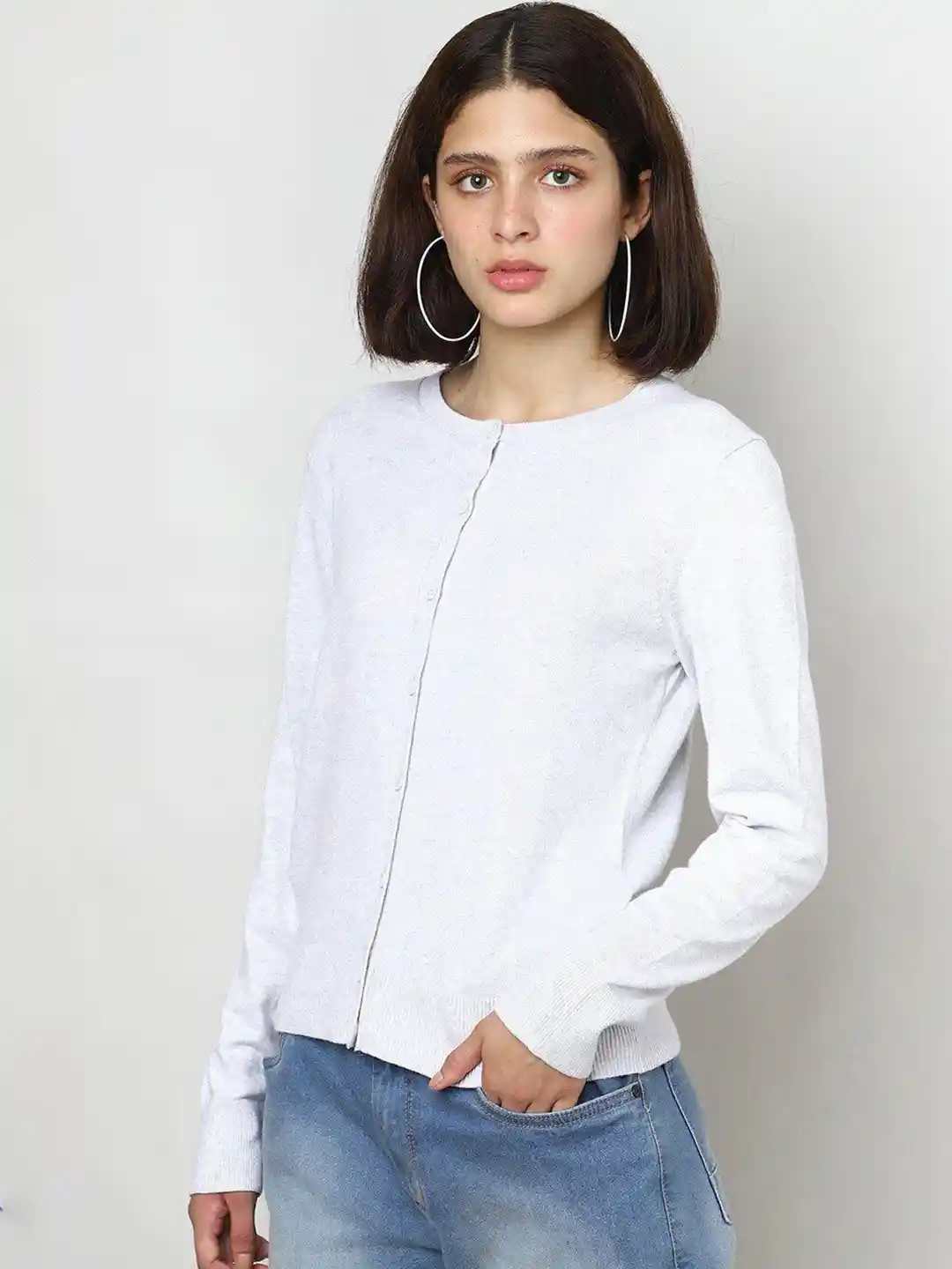 Buy GAP Women Pure Cotton Relaxed-Fit Crew-Neck Cardigan