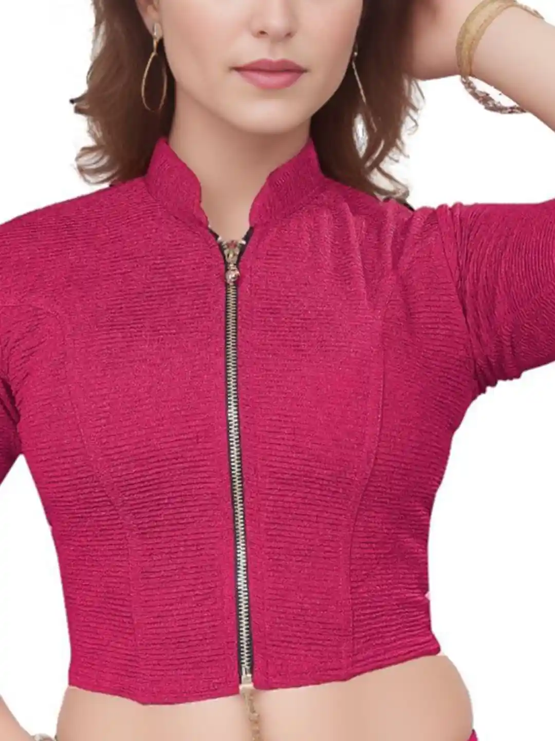 Chinese Collar Full Sleeve High Neck Blouse SS Sanket Synthetics