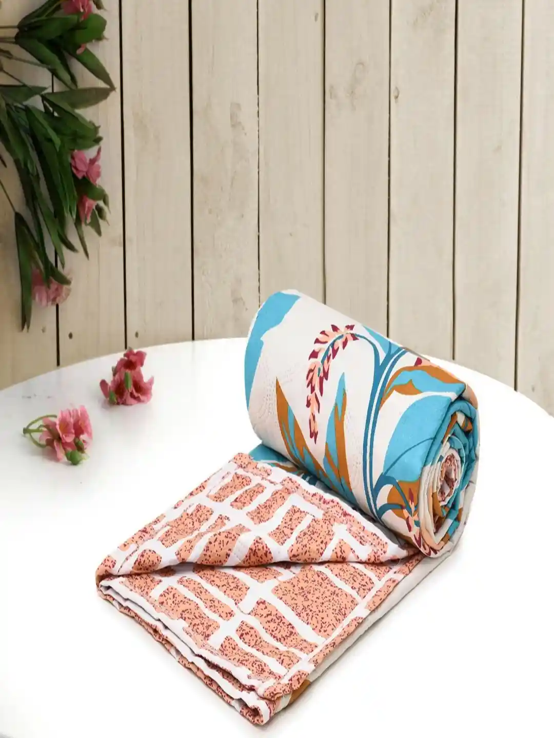 Buy Myntra Elegant Homes Green Peach Floral Microfiber AC Room