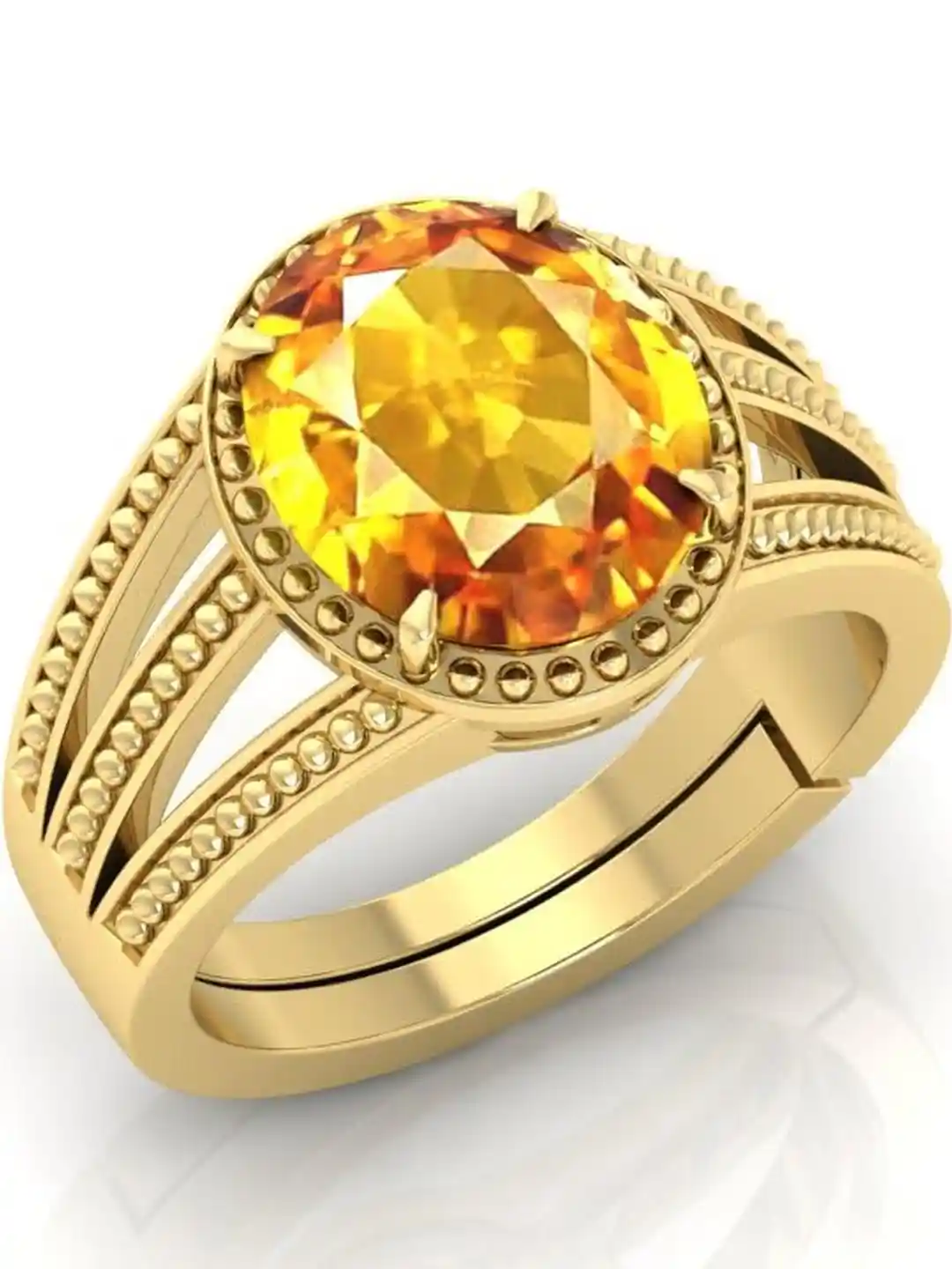Ratti Pukhraj Stone Original Certified Yellow Sapphire Gemstone Gold  Plated Adjustable Ring