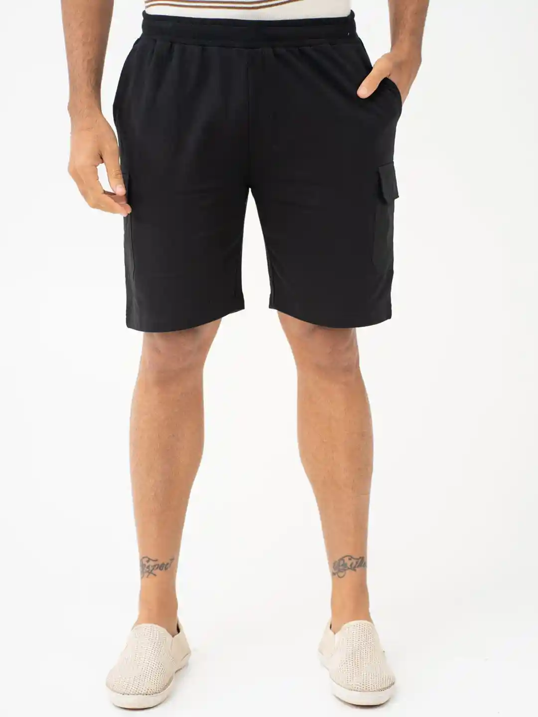 Buy The Pant Project Dash Black Relaxed Fit Cargo Sweatshorts with