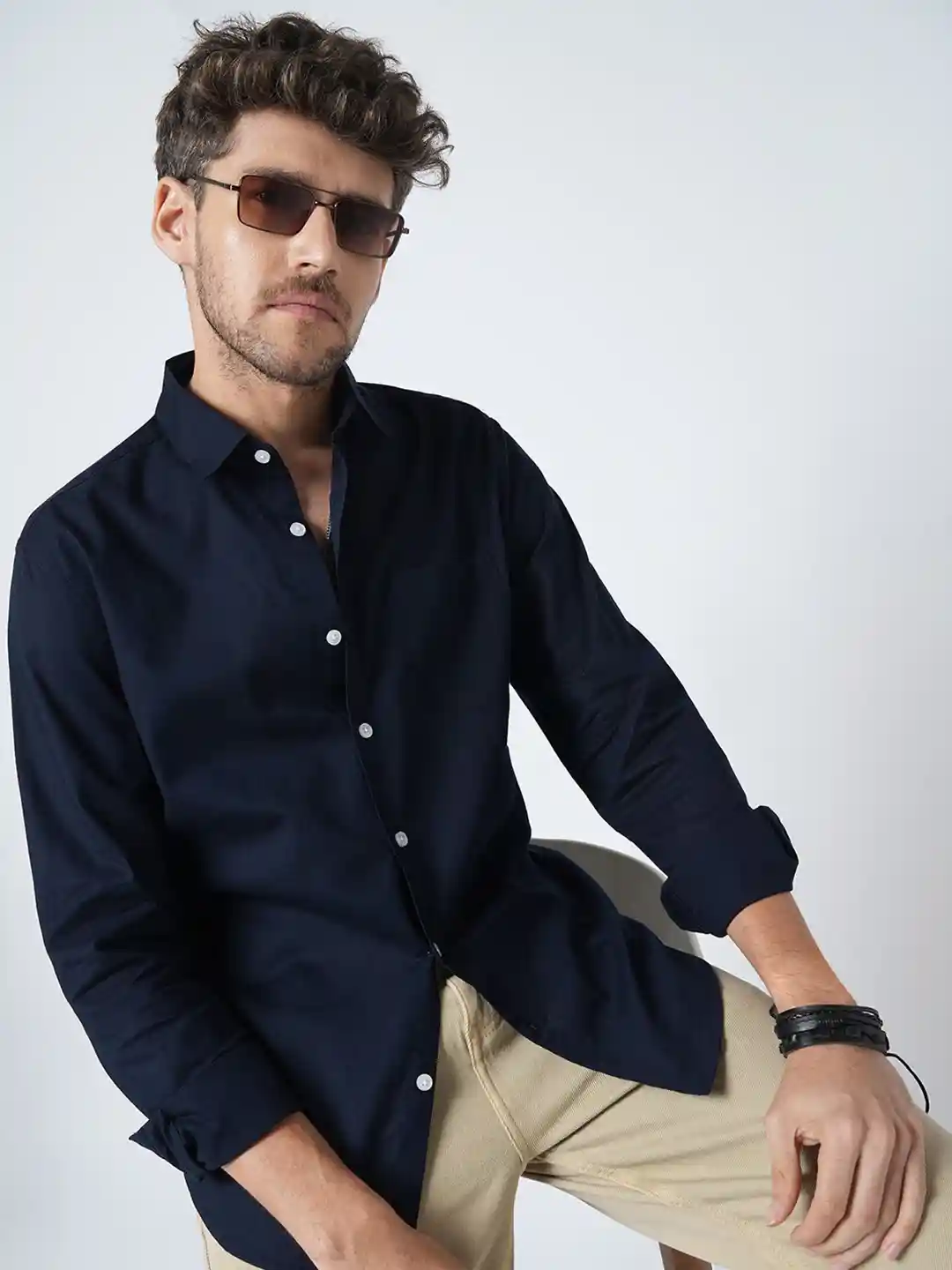 Buy VASTRADO Men Classic Fit Solid Spread Collar Cotton Casual
