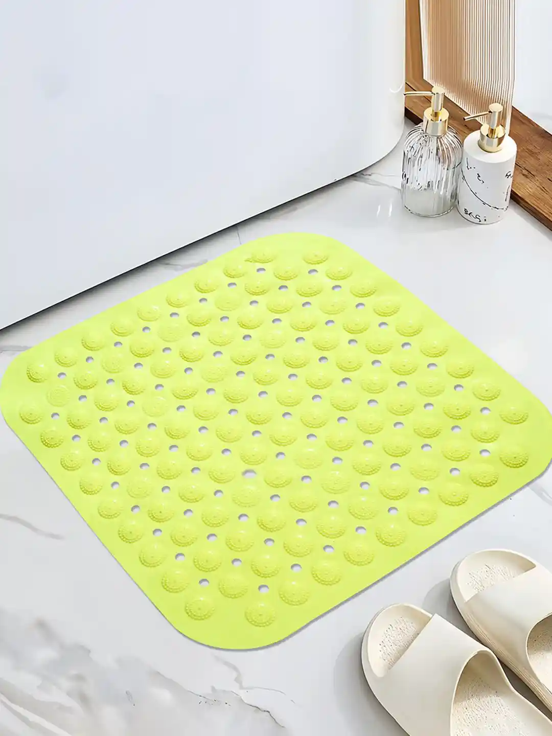 Buy Kuber Industries Green Bathroom Mat With Suction Cups Drain
