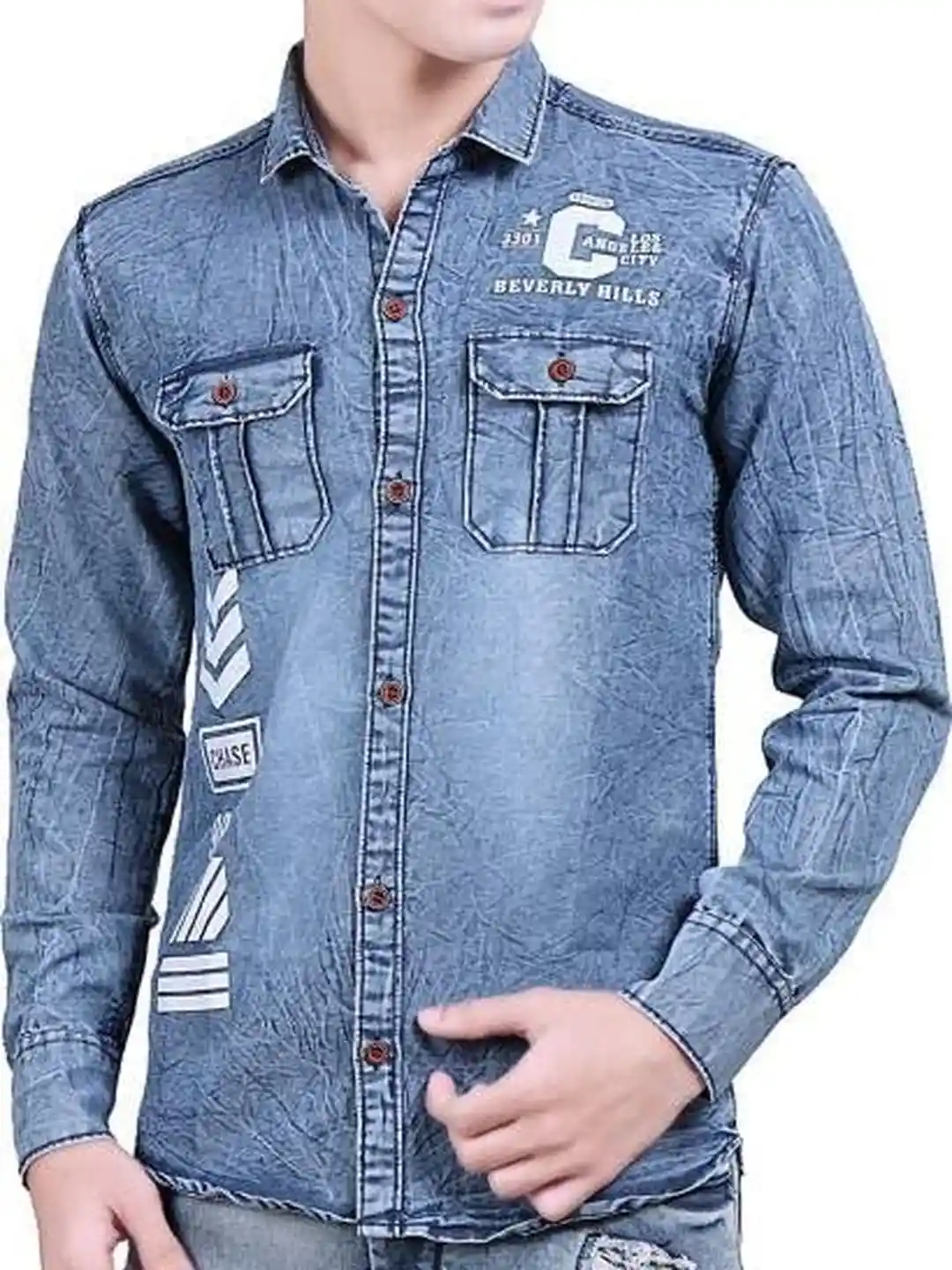 Buy SQS Boys Slim Fit Full Sleeve Denim blue Color Shirt for Boys