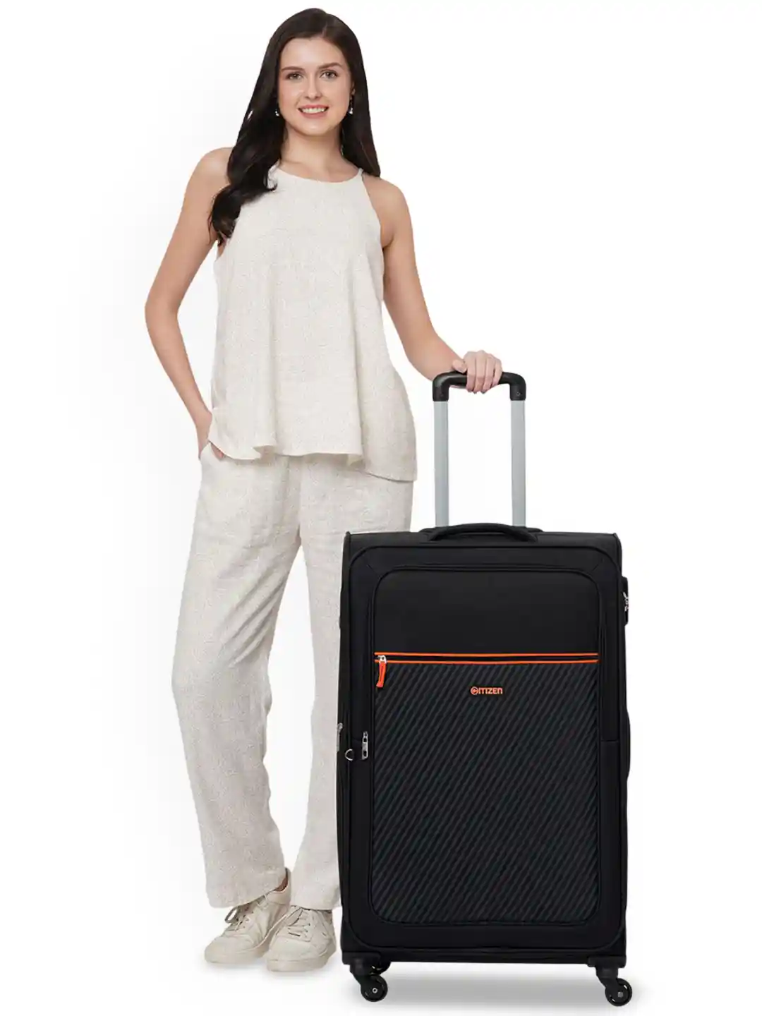 Buy Citizen Striped Explorer Textured Large Suitcase Trolley Bag