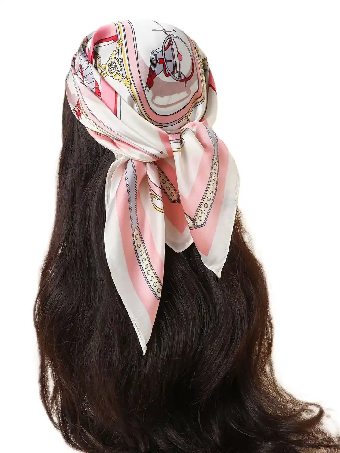 Alexvyan Women Pink Square Satin Silk Scarf