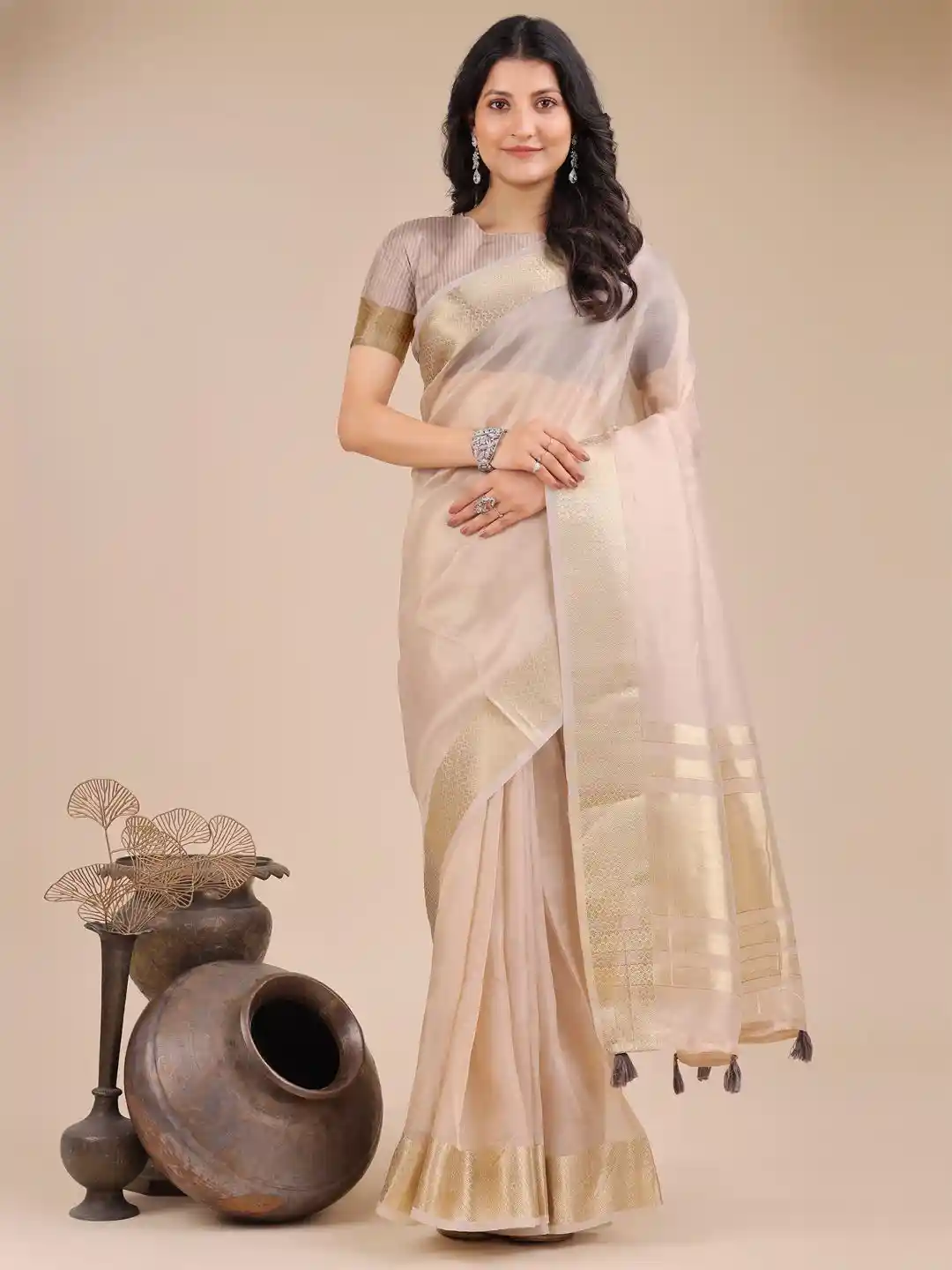 Buy ALAGINI Woven Design Organza Saree Sarees for Women 35240153