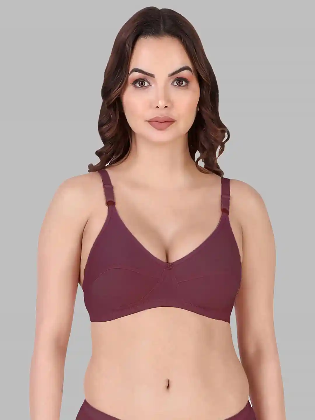 Buy Women Cotton Maroon Non Padded Non-Wired Lingerie Bra Sport