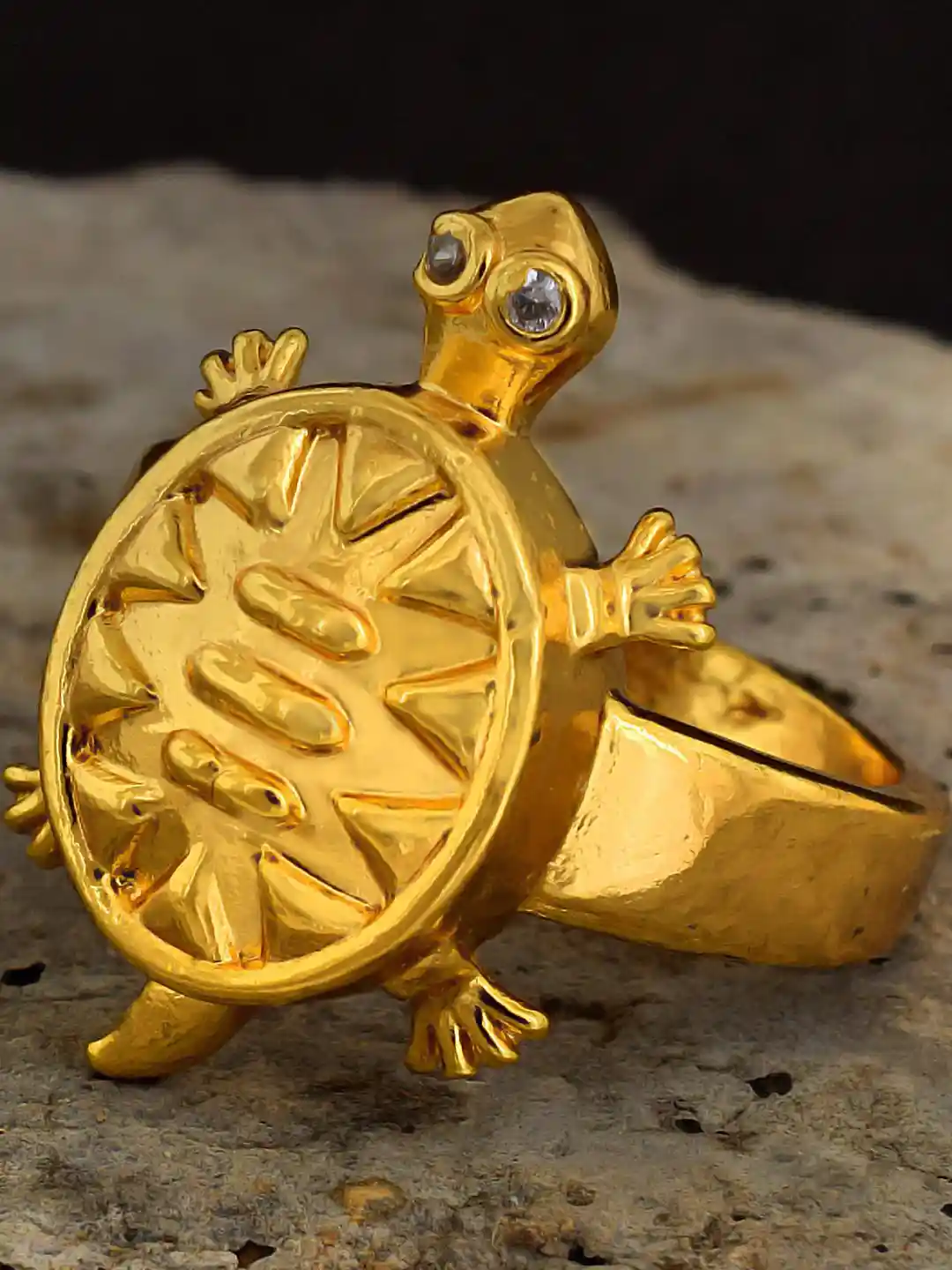 Gold plated Brass Tortoise design Vaastu Fengshui stylish Fashion finger  ring, Men Women