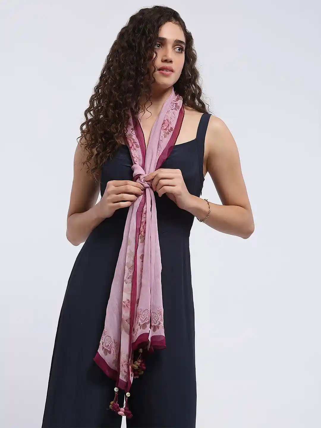 Buy Label Ritu Kumar Women Printed Scarf with Tasselled Scarves