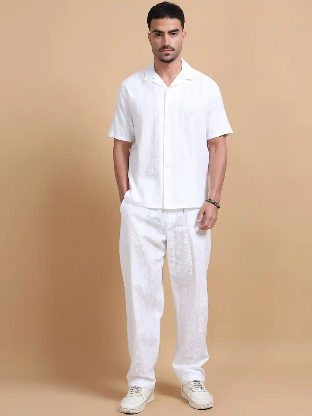 Buy StitchX Men's Textured Seersucker Resort Shirt Trouser Co