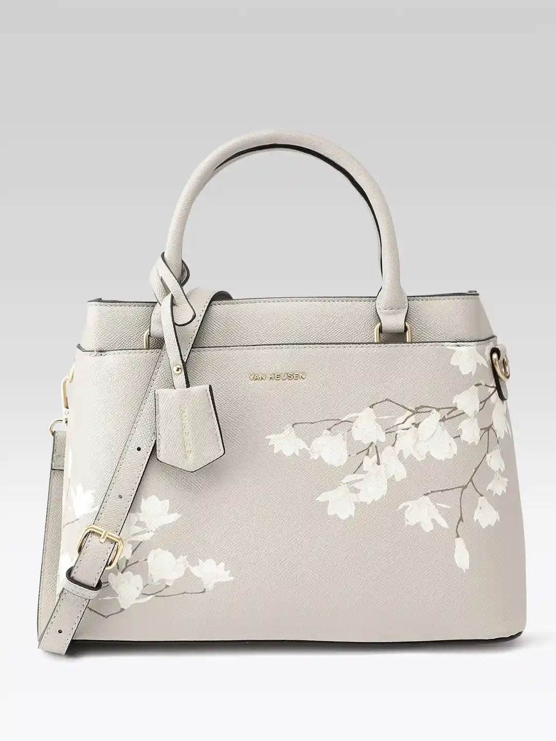 Print Grey Satchel Handbag Van Heusen Floral Printed Handheld Bag