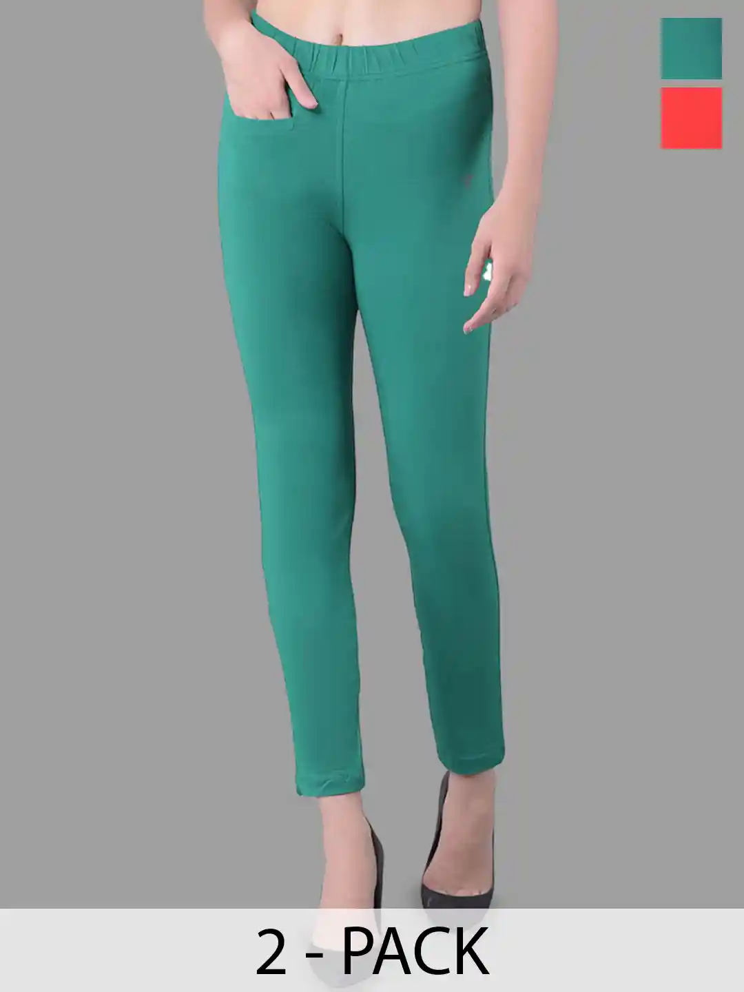 Buy Comfort Lady Pack Of Cotton Mid-Rise Ankle-LengthLeggings