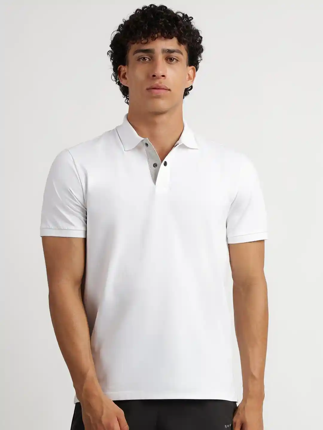 Reebok Brand Logo Printed Polo Collar Short Sleeves Cotton T-Shirt