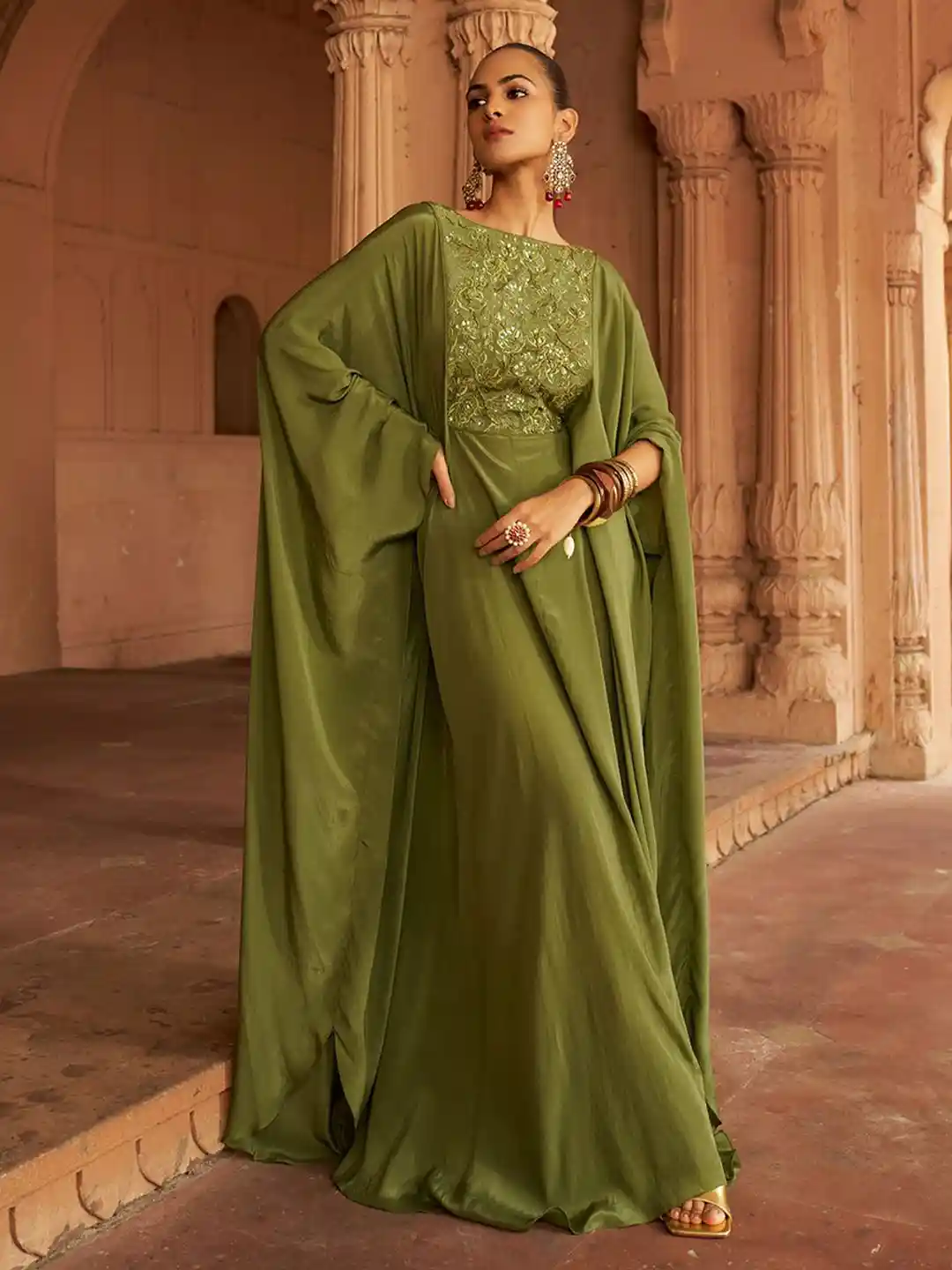 Buy SILCHIC Embroidered Kaftan Ethnic Dress Ethnic Dresses for