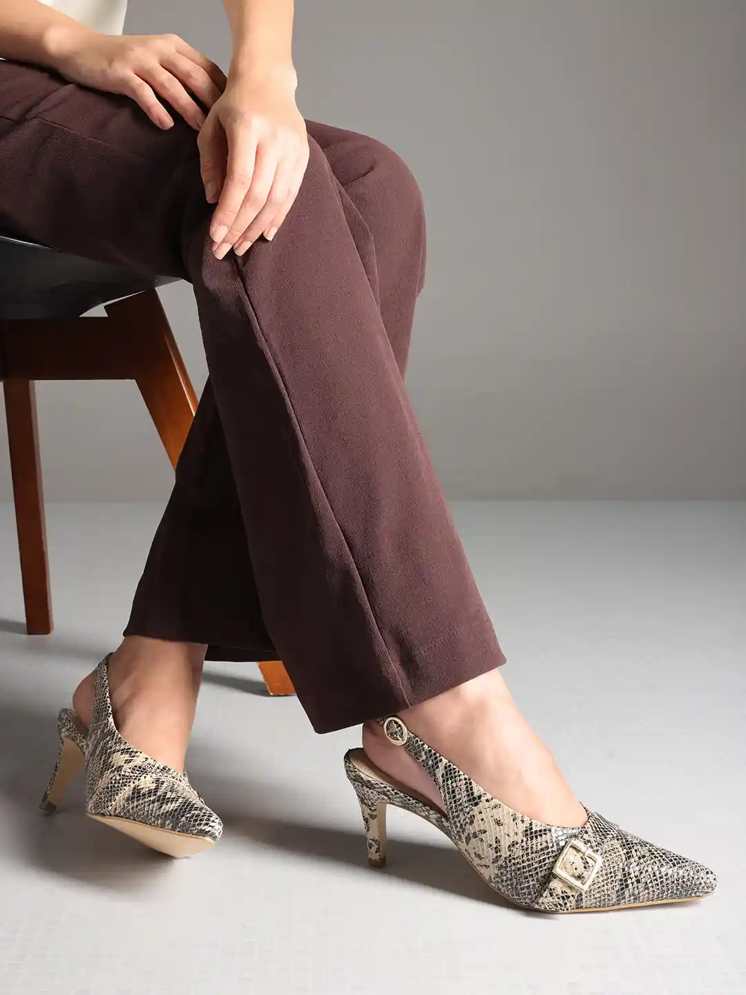 Buy Kenneth Cole Animal Printed Kitten Pumps with Buckles Heels