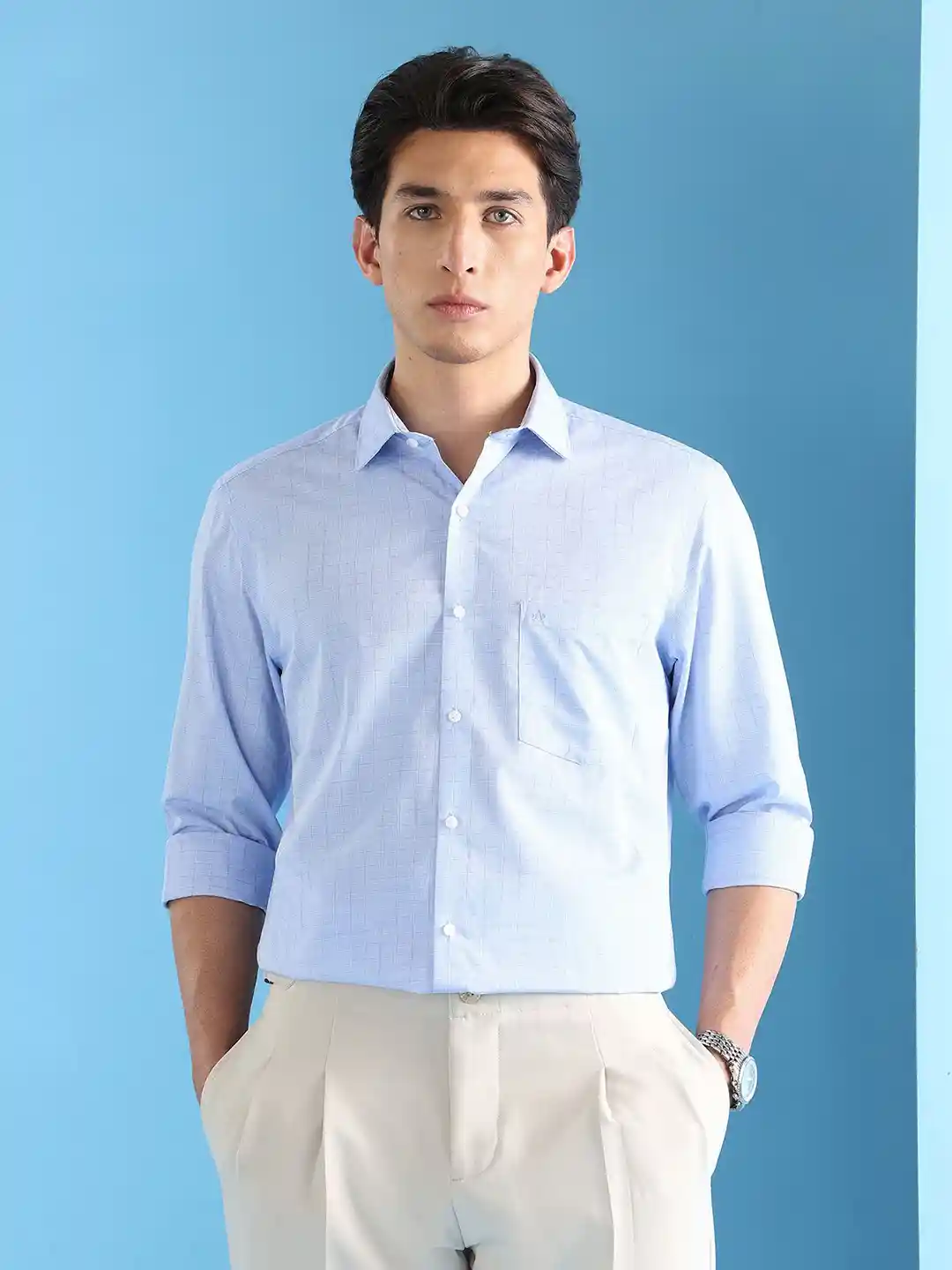 Arrow Velocity Classic Fit Checked Dobby Weave Formal Shirt