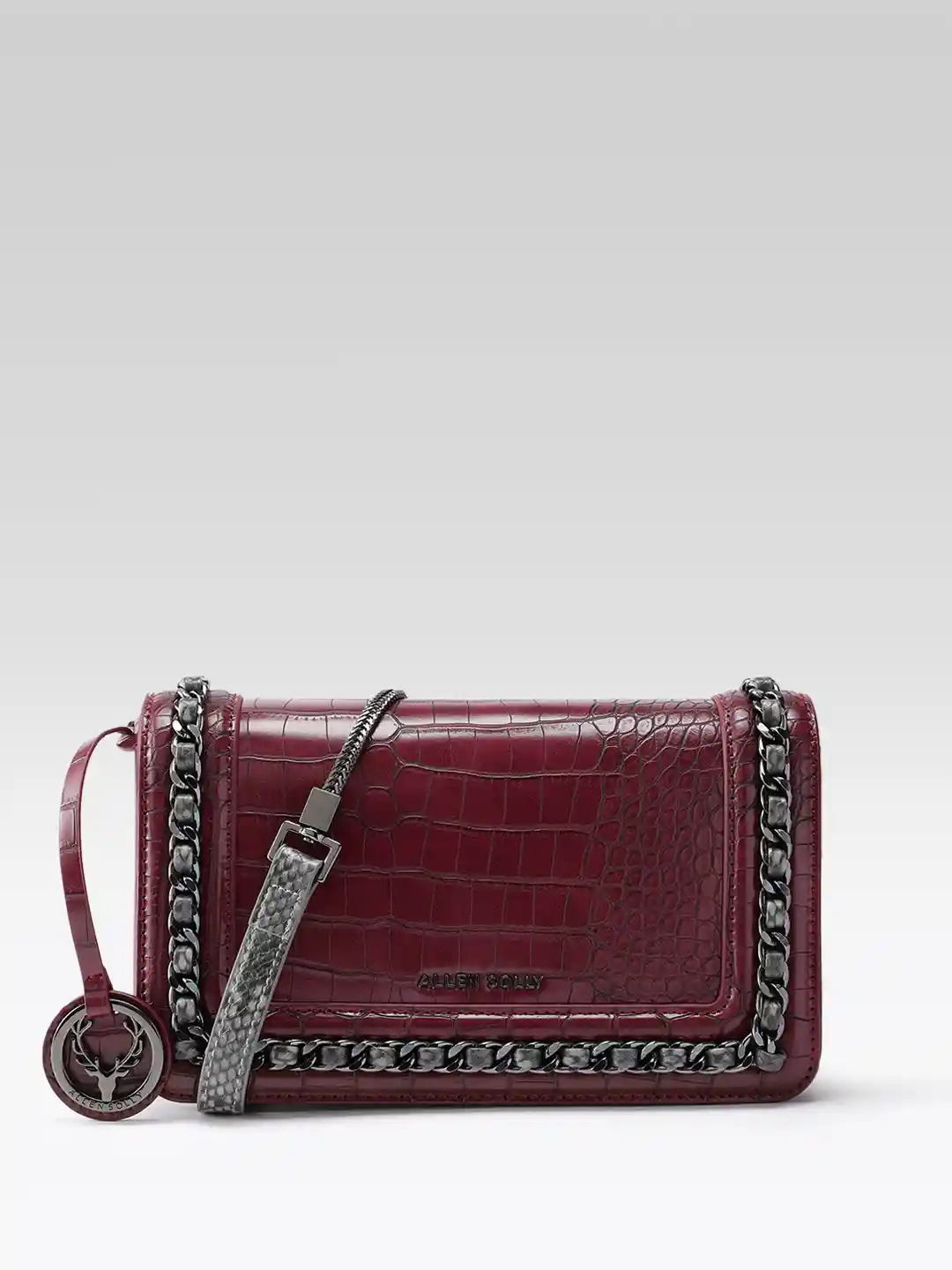 Buy Allen Solly Croc-Skin Textured Sling Bag with Chain Detail